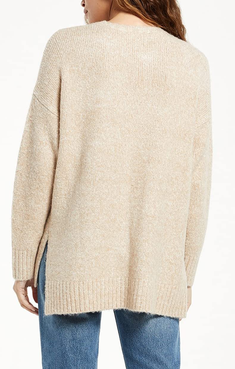 Z SUPPLY Airee Melange Sweater for Women - Soft Oatmeal Knit Pullover | Cozy Casual Wear for Fall & Winter | Perfect for Office, Dates & Weekend Outings
