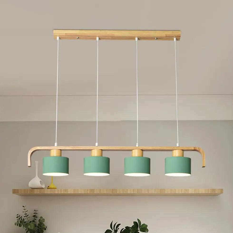 Modern Wooden Pendant Light for Dining Room - Segmented Design, Farmhouse & Rustic Chandelier - Perfect for Kitchen Island, Breakfast Nook & Entryway Lighting
