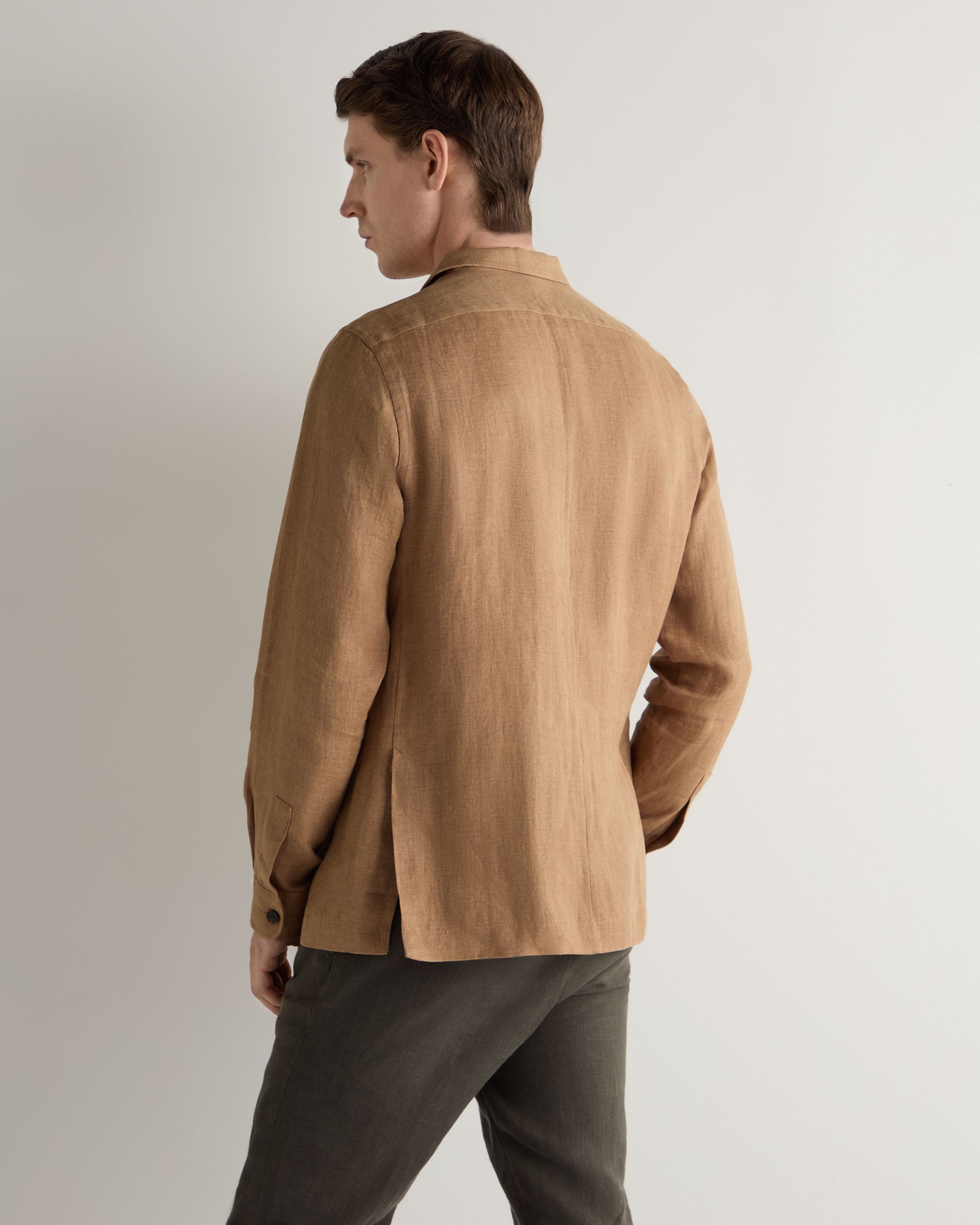 Men's Safari Linen Jacket - Lightweight Breathable Tan Brown Outdoor Adventure Travel Jacket for Hiking, Camping & Safari Trips