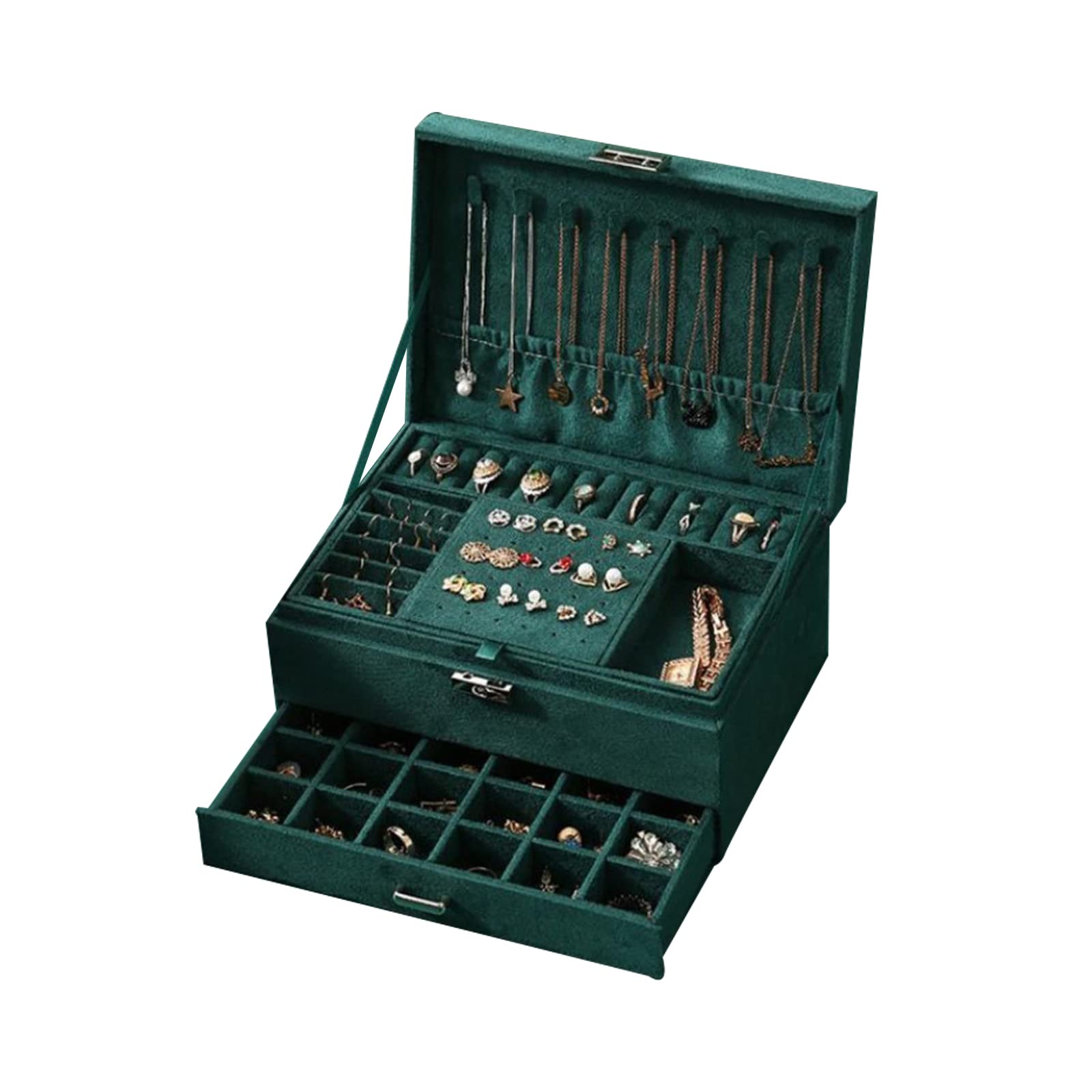 Stylish Travel Jewelry Box Organizer with Lock & Key - Premium Jewelry Display Case for Women & Girls - Perfect for Rings, Earrings & Necklaces Storage (Single/Double/Triple Layer) - Great Gift Idea for Birthdays, Travel & Home Organization
