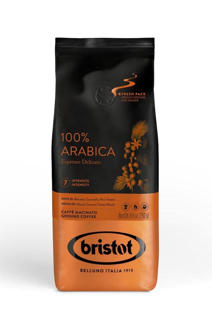 Bristot 100% Arabica Ground Coffee - Premium Italian Espresso Blend, Medium Roast, 32 Single-Serve Bags | Perfect for Home Brewing, Office Use & Gifts