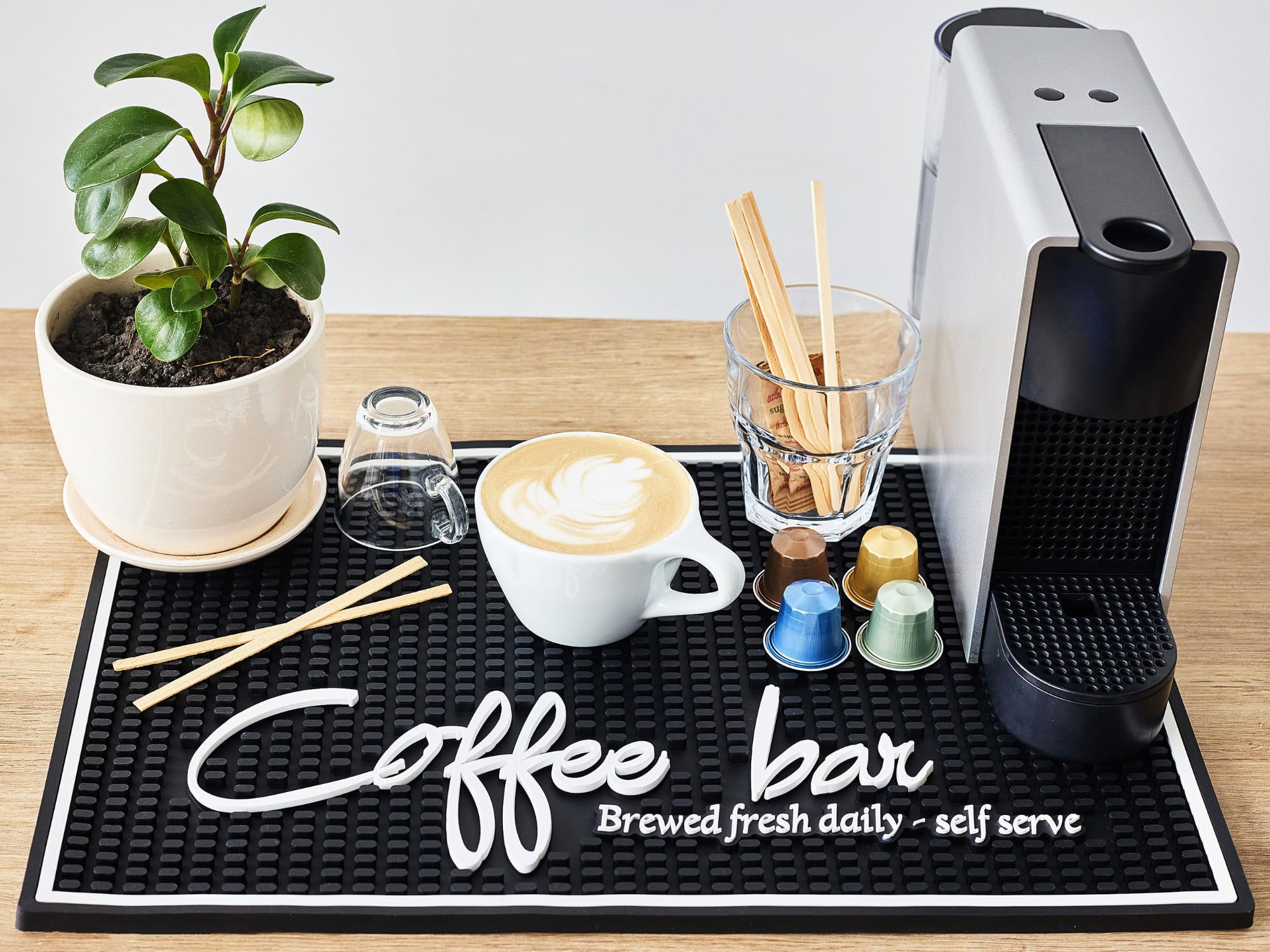 Premium Coffee Bar Mat for Countertop - Large 18x12 Non-Slip Kitchen Mat, Bar Accessories & Decor - Durable Coffee Station Sign - Perfect for Home Cafes, Coffee Shops & Kitchen Counter Protection