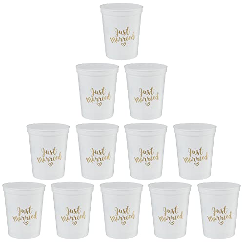 12 Pack - Just Married (White/Gold)