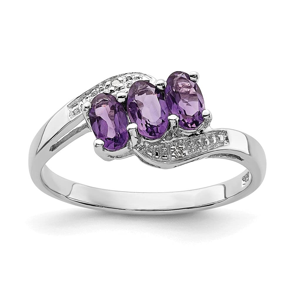 0.59ct Oval Cut Amethyst & Diamond Accent Engagement Ring for Women - 925 Sterling Silver Wedding Promise Ring - Perfect for Proposals, Anniversaries & Special Occasions