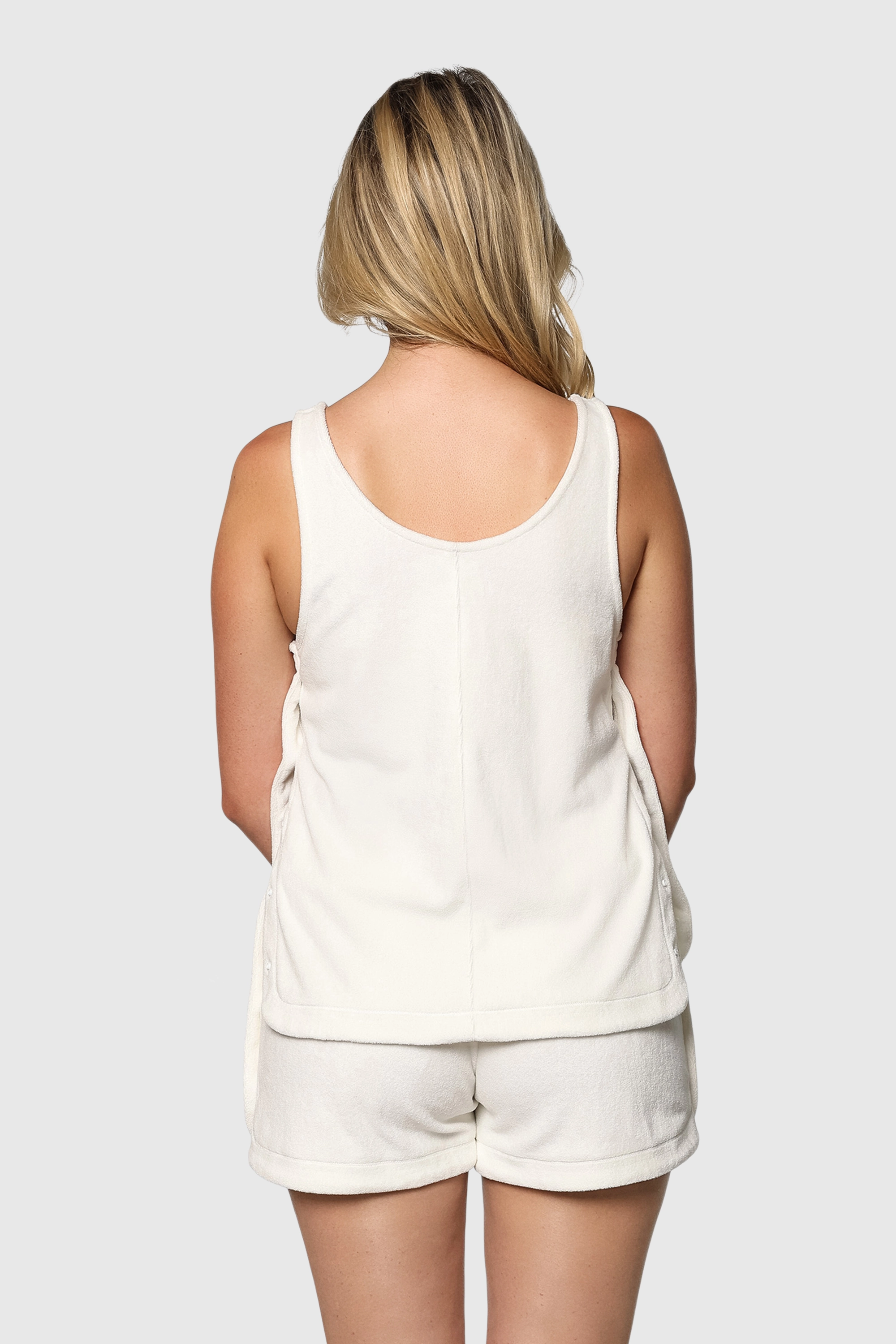 White Terry Tank Top for Women - Soft & Comfortable Cotton Camisole - Perfect for Yoga, Gym & Casual Wear