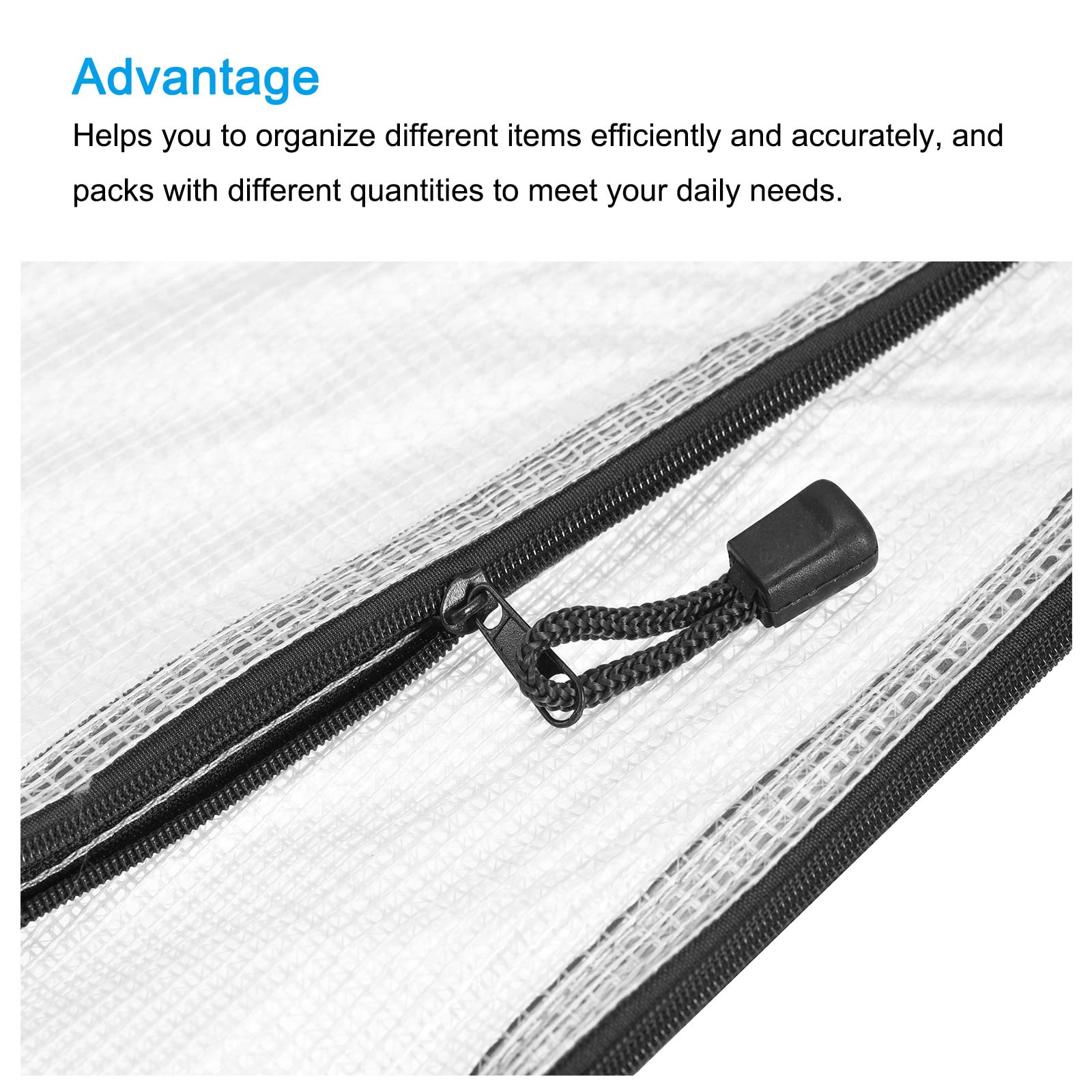 **MECCANIXITY Mesh Zipper Bags - 12 Pack A4 Size Plastic Document Folders with Secure Zip Closure for Home, Office & Travel Storage - Black**    *(Perfect for Organizing Papers, Receipts, Files & School Supplies - Durable & Lightweight for Daily Use)*