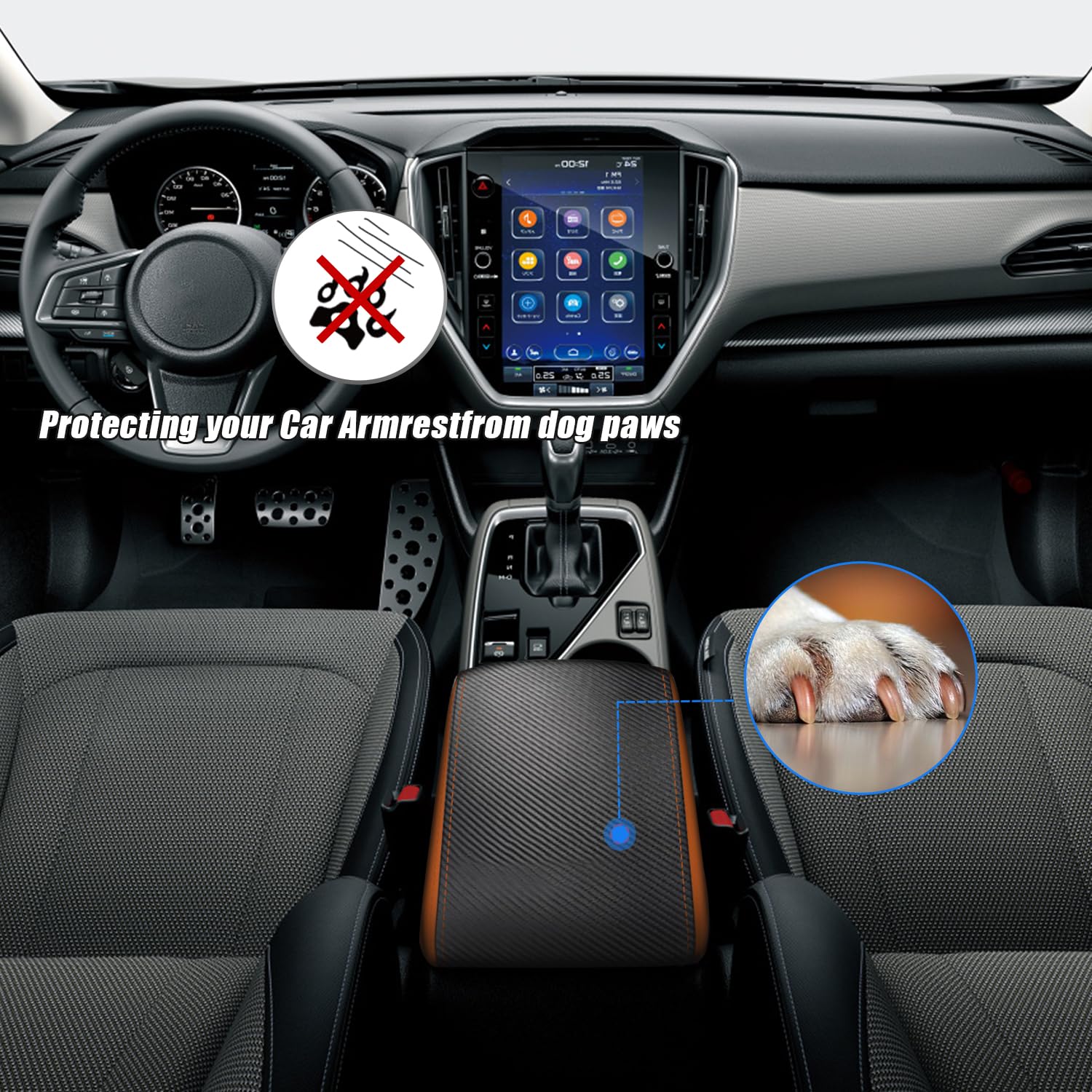 Premium Leather Car Center Console Armrest Cover for Subaru Crosstrek/Impreza 2024-2025 - Anti-Scratch Seat Protector with Black Stitching | Interior Accessories for Comfort & Protection While Driving