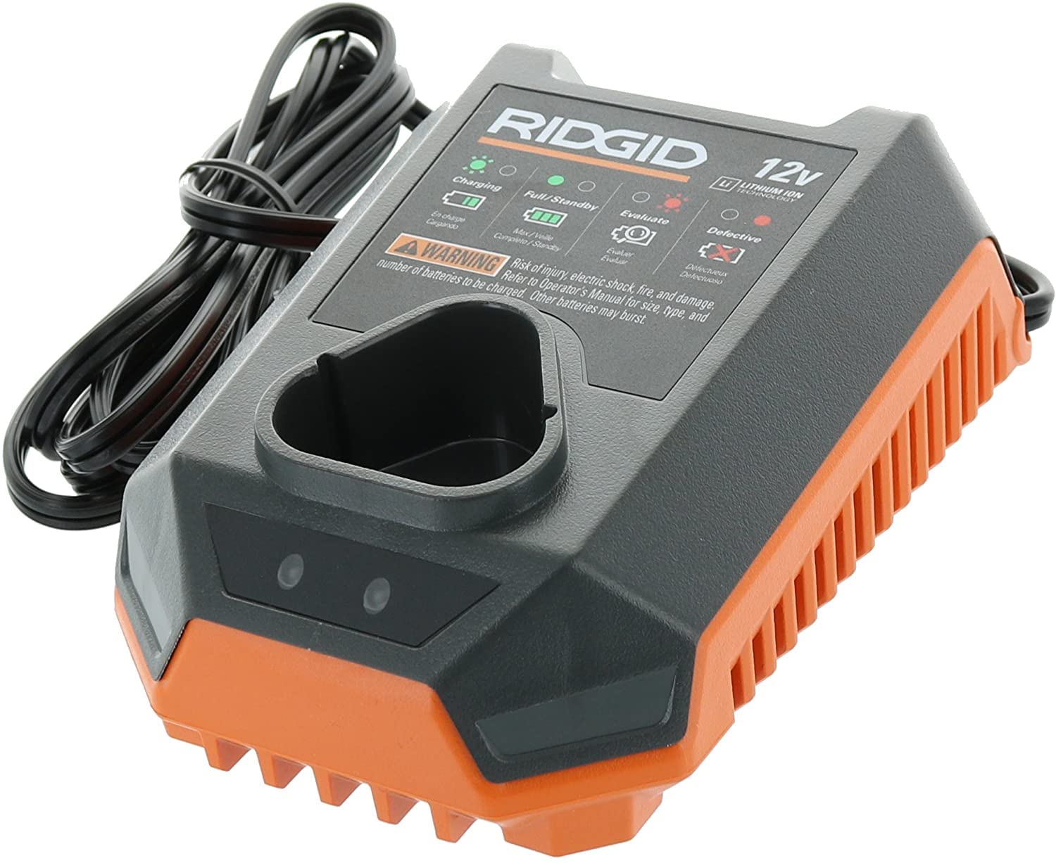 Ridgid R86045 Genuine OEM 12V 35W 60Hz Lithium Ion Battery Charger for Power Tools - Fast Charging for Drills, Saws & More (Battery Not Included)