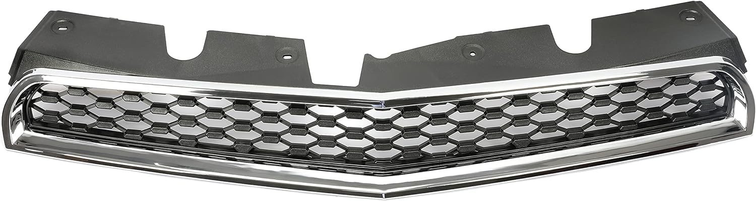 KUAFU Front Upper Grille Compatible with 2010-2015 Chevy Chevrolet Equinox - Replacement for 25798744 & GM1200622 - Black Chrome Grill - Perfect for Car Upgrades & Auto Body Repair