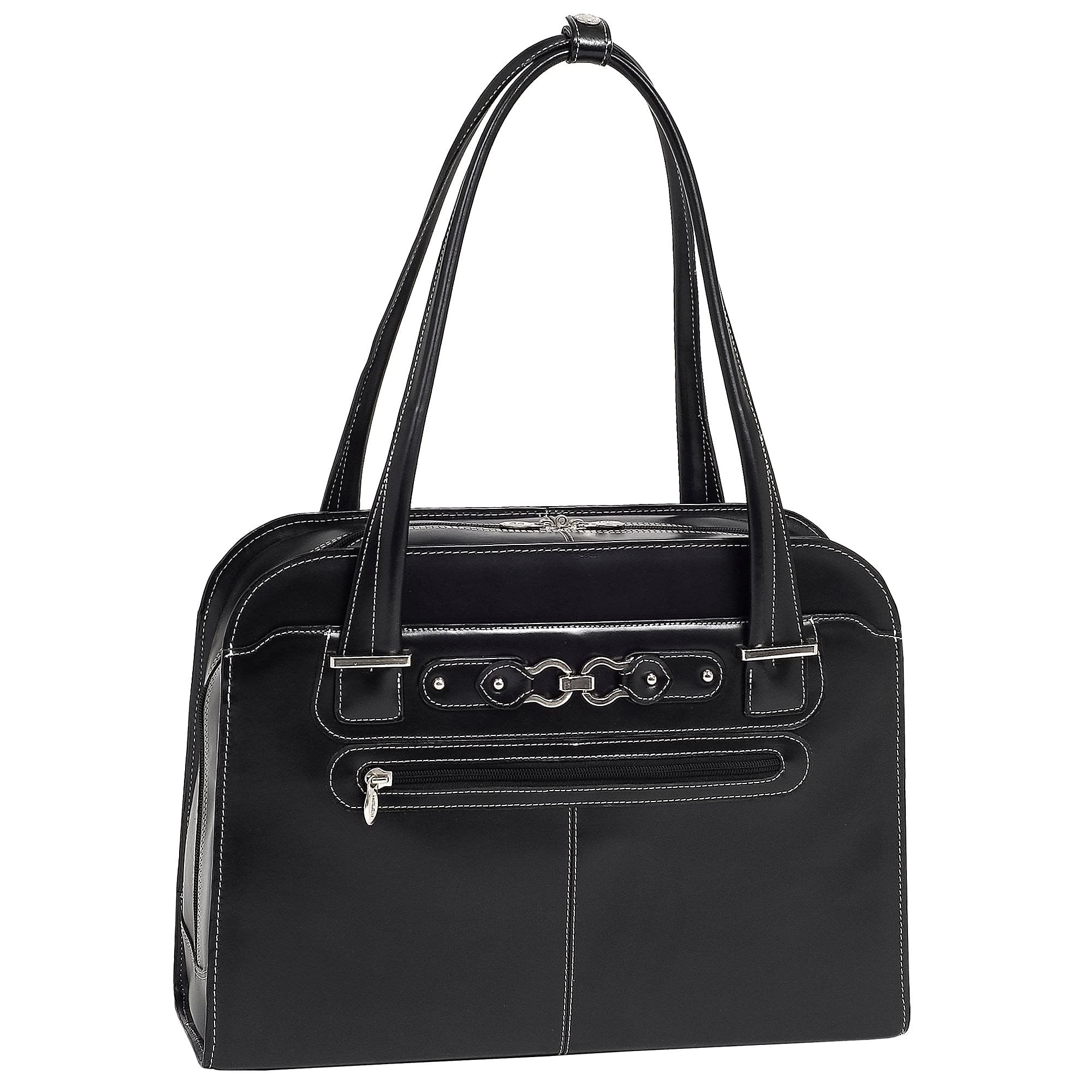 McKlein W Series Oak Grove Women's Leather Laptop Handbag - Black with Sand Leather Trim (96635) | Professional Work Bag for Office, Business Travel & Commuting