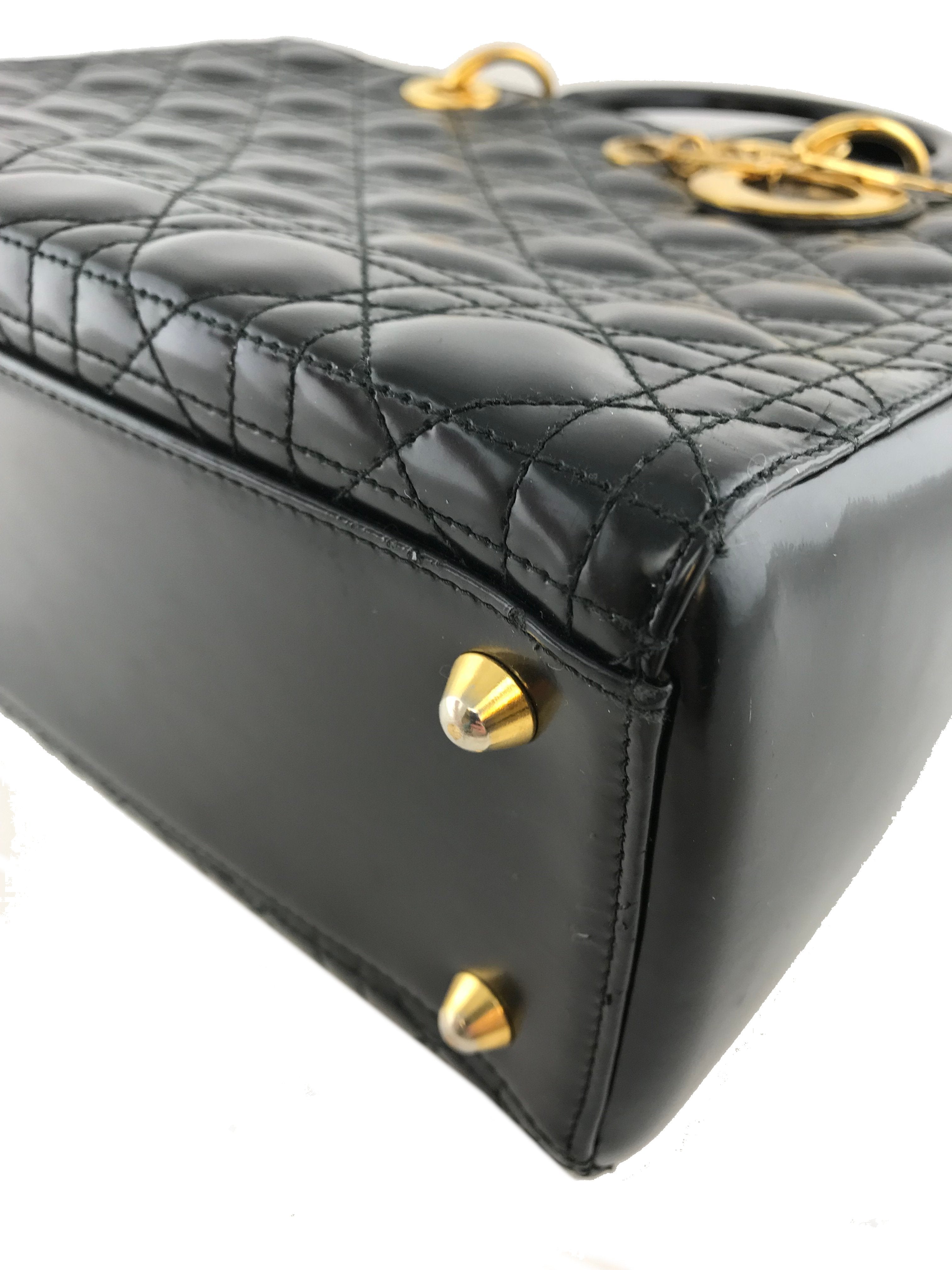 Christian Dior Lady Dior Cannage Patent Leather Large Tote Bag for Women | Luxury Designer Handbag | Perfect for Work, Travel & Special Occasions