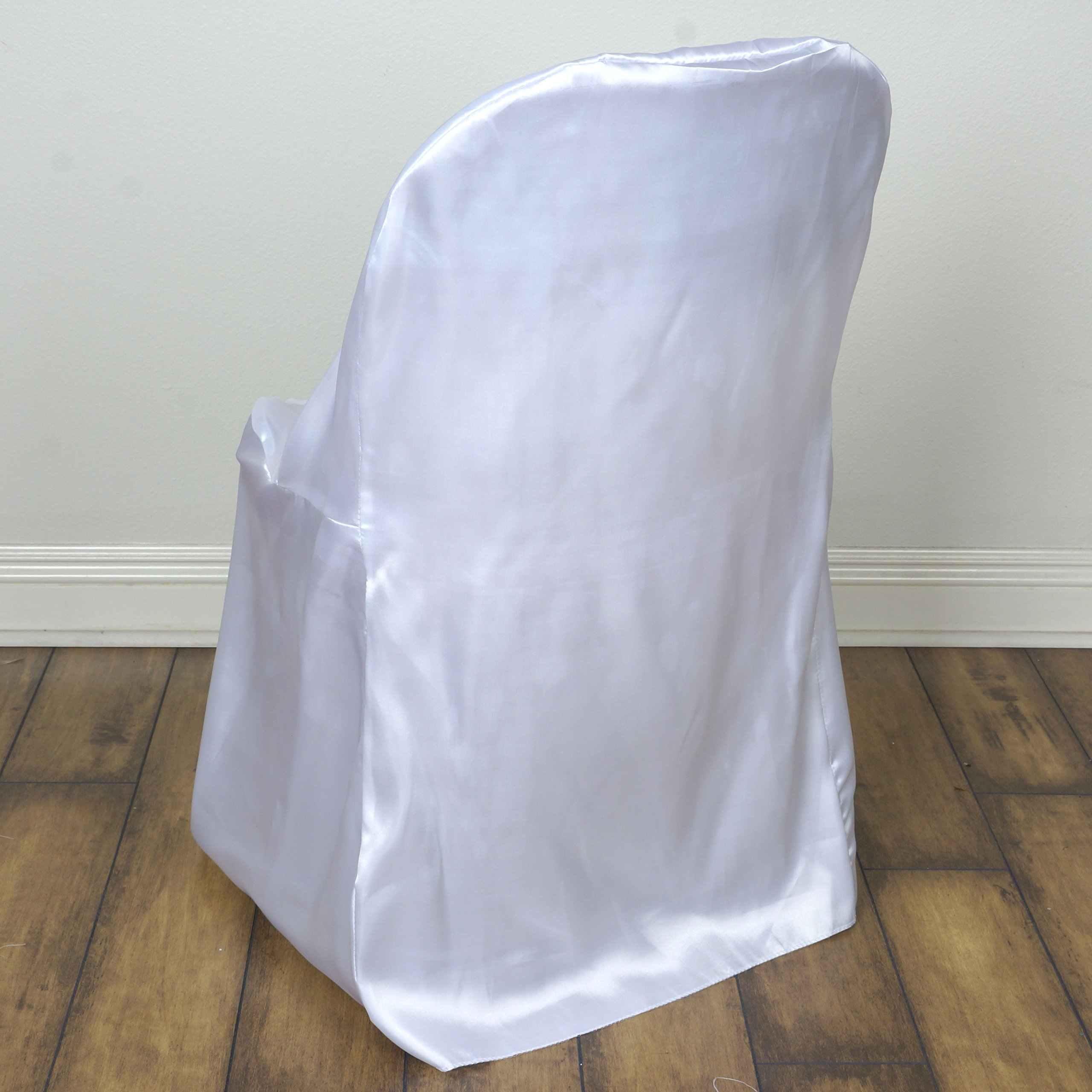 50-Pack White Satin Folding Chair Covers - Elegant Wedding, Party & Reception Decorations - Perfect for Banquets, Ceremonies & Dining Events