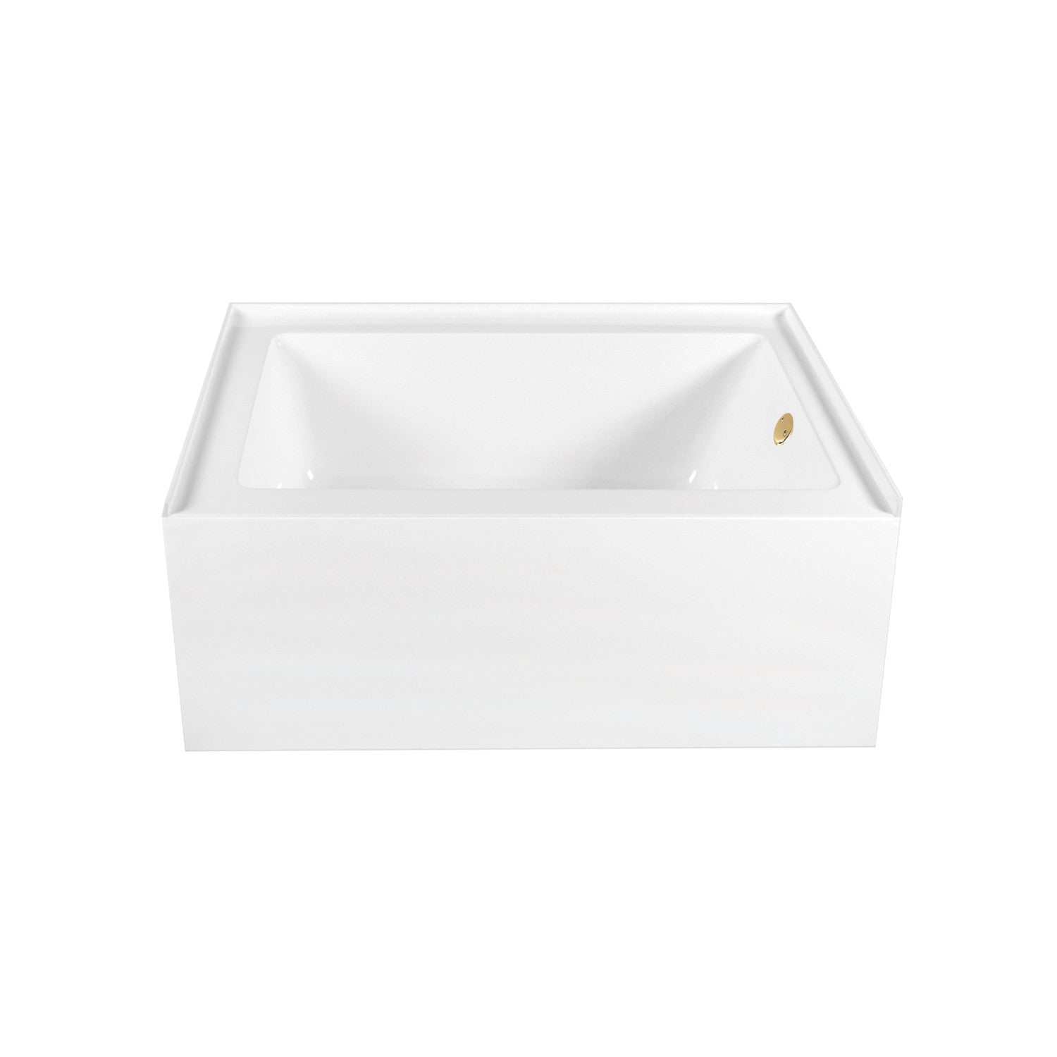 Aqua Eden 60 Inch Acrylic Rectangular 3 Wall Alcove Bathtub Combo with Waste & Overflow Drain - Glossy White/Polished Brass (Right Hand Drain) | Freestanding Soaking Tub for Modern Bathrooms, Spa-Like Relaxation at Home