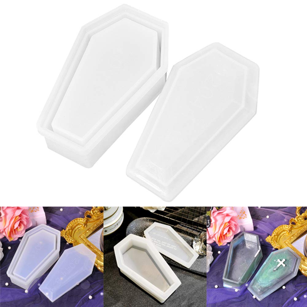 9PCS Coffin Resin Molds for Halloween - Silicone Epoxy Casting Molds for DIY Resin Art, Halloween Decorations & Gifts - Perfect for Spooky Crafts, Party Favors, and Creative Handmade Projects