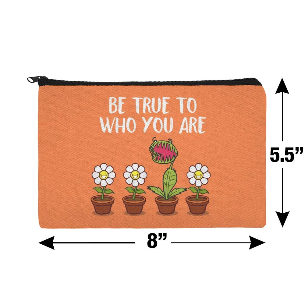 GRAPHICS & MORE Floral Cosmetic Bag Organizer - Be True To Who You Are Makeup Pouch for Travel, Gym & Daily Essentials Storage