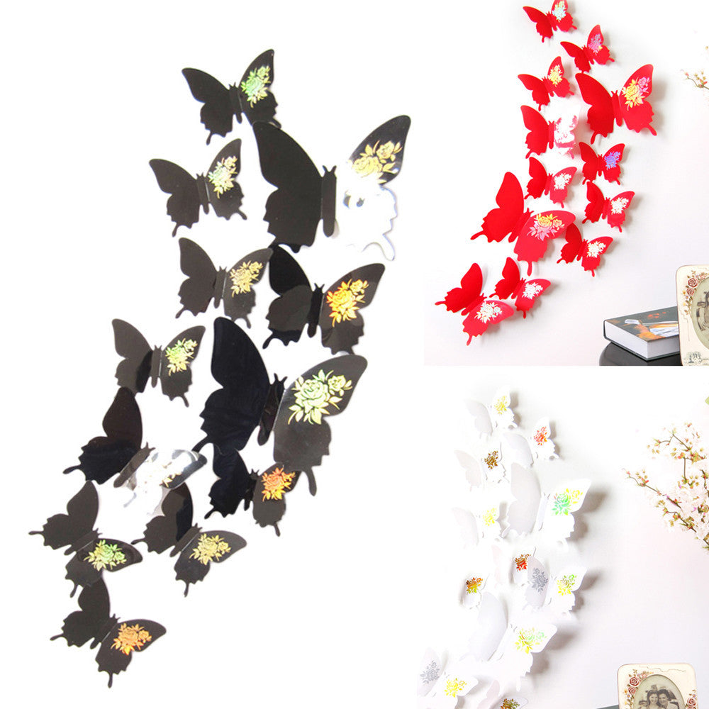 3D Butterfly Wall Stickers Decals - Removable Home Decor for Bedroom, Living Room & Nursery - Self-Adhesive Wall Art for Kids Room & Home Decoration