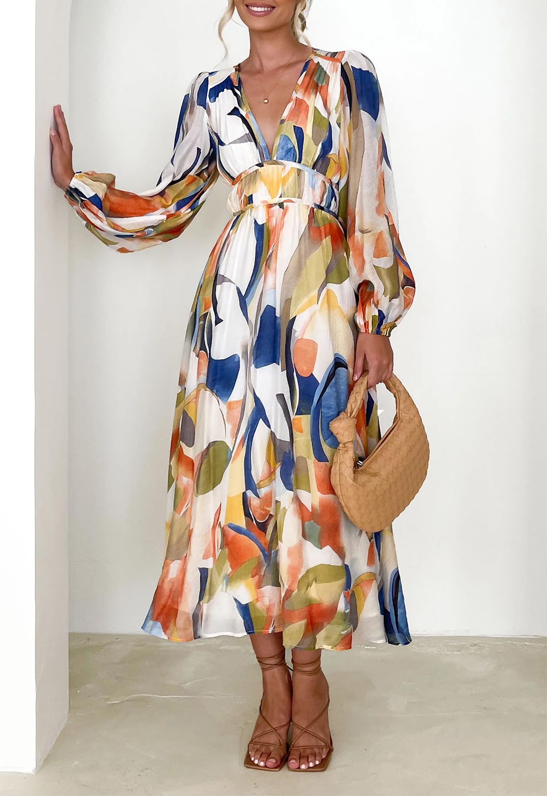 Sissyaki Women's Long Sleeve Boho Floral Maxi Dress - Elegant Flowy Summer Beach Dress for Vacation, Party & Casual Wear