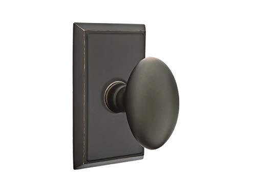 Emtek Full Dummy Door Hardware Set - Rectangular Rosette & Egg Knob in Oil Rubbed Bronze | Ideal for Interior Doors, Bedrooms, and Home Office Spaces