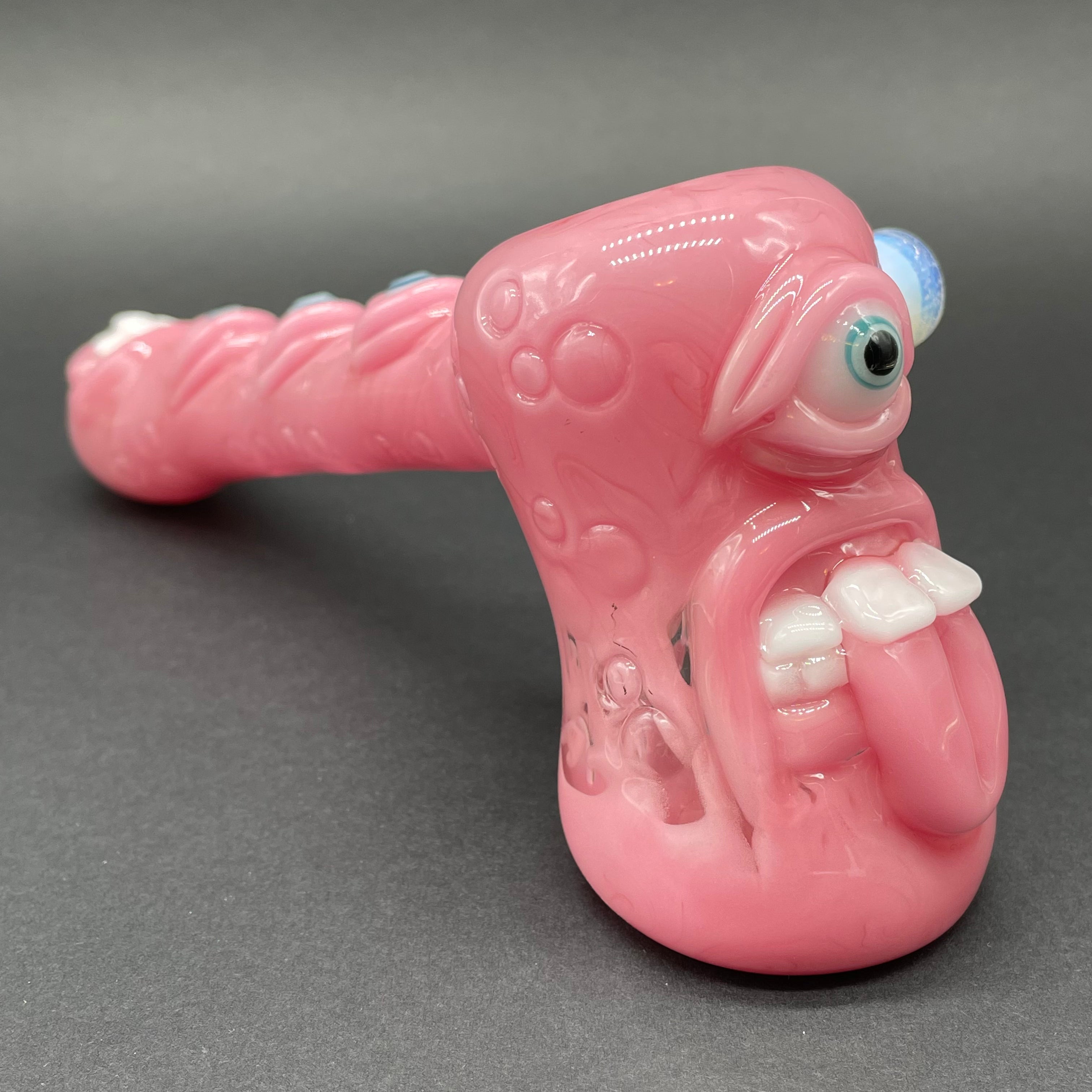 Pink Evil Eye Bubbler Glass Pipe - Handmade Smoking Accessory for Herbal Use | Perfect for Relaxation, Meditation & Spiritual Rituals