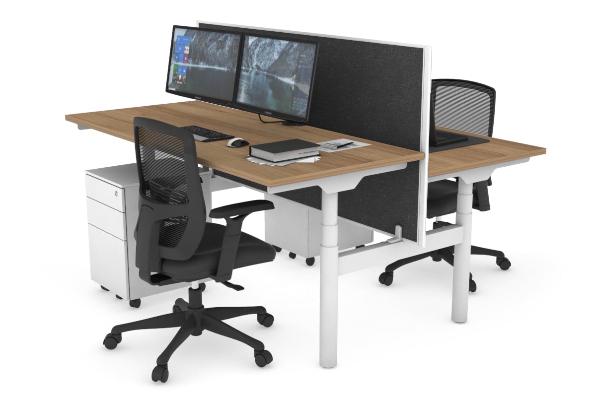 Flexi Premium Height Adjustable 2-Person H Bench Workstation - White Frame [1800L x 700W] - Ideal for Office, Home Workspace & Collaborative Environments