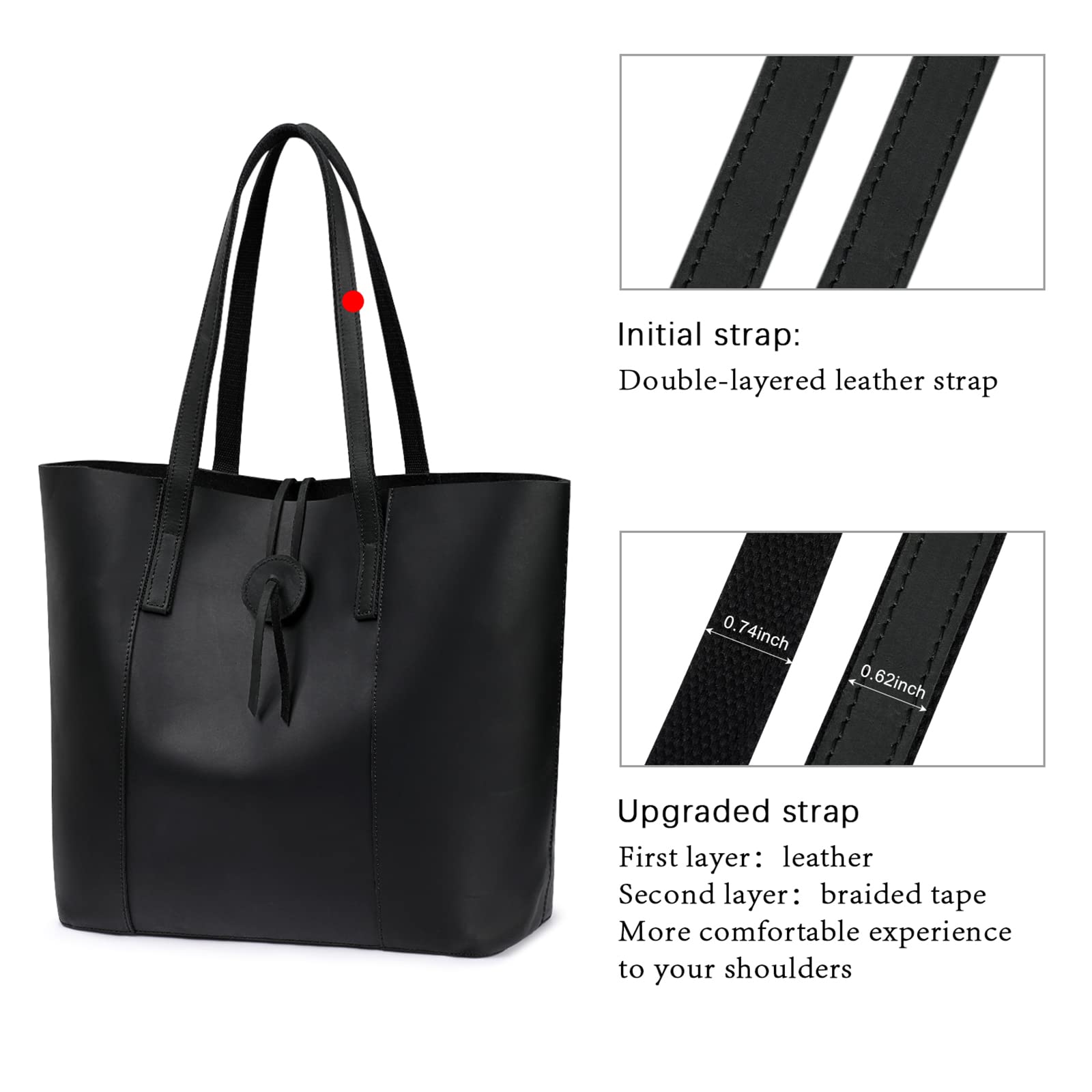 Vintage Genuine Leather Tote Bag for Women - Large Shoulder Purse Handbag - Stylish & Durable Work Bag, Travel Bag & Everyday Carry Purse