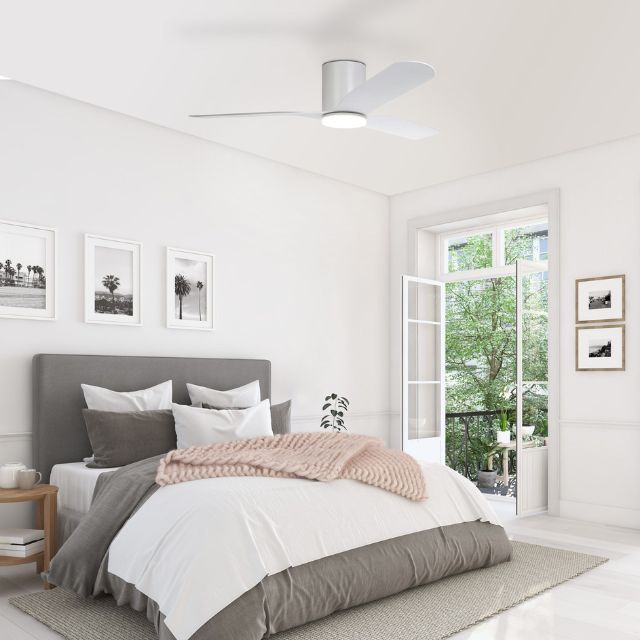Eglo Iluka 52 Inch DC Ceiling Fan with 18W LED Light - 3 Color Temperature (White, Warm White, Daylight) - Low Profile Hugger Mount - Perfect for Bedroom, Living Room & Indoor Spaces