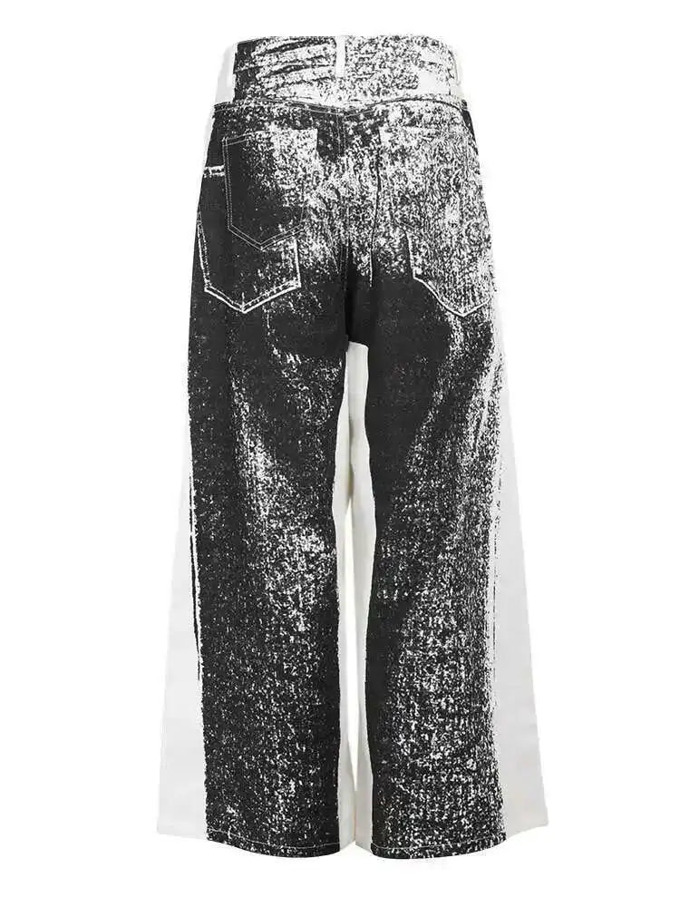 Black High Waist Wide Leg Denim Jeans for Women - Loose Fit Long Block Design, Fashionable Spring & Autumn 2025 Trend (1DF389901) | Perfect for Casual Outings, Street Style & Everyday Wear