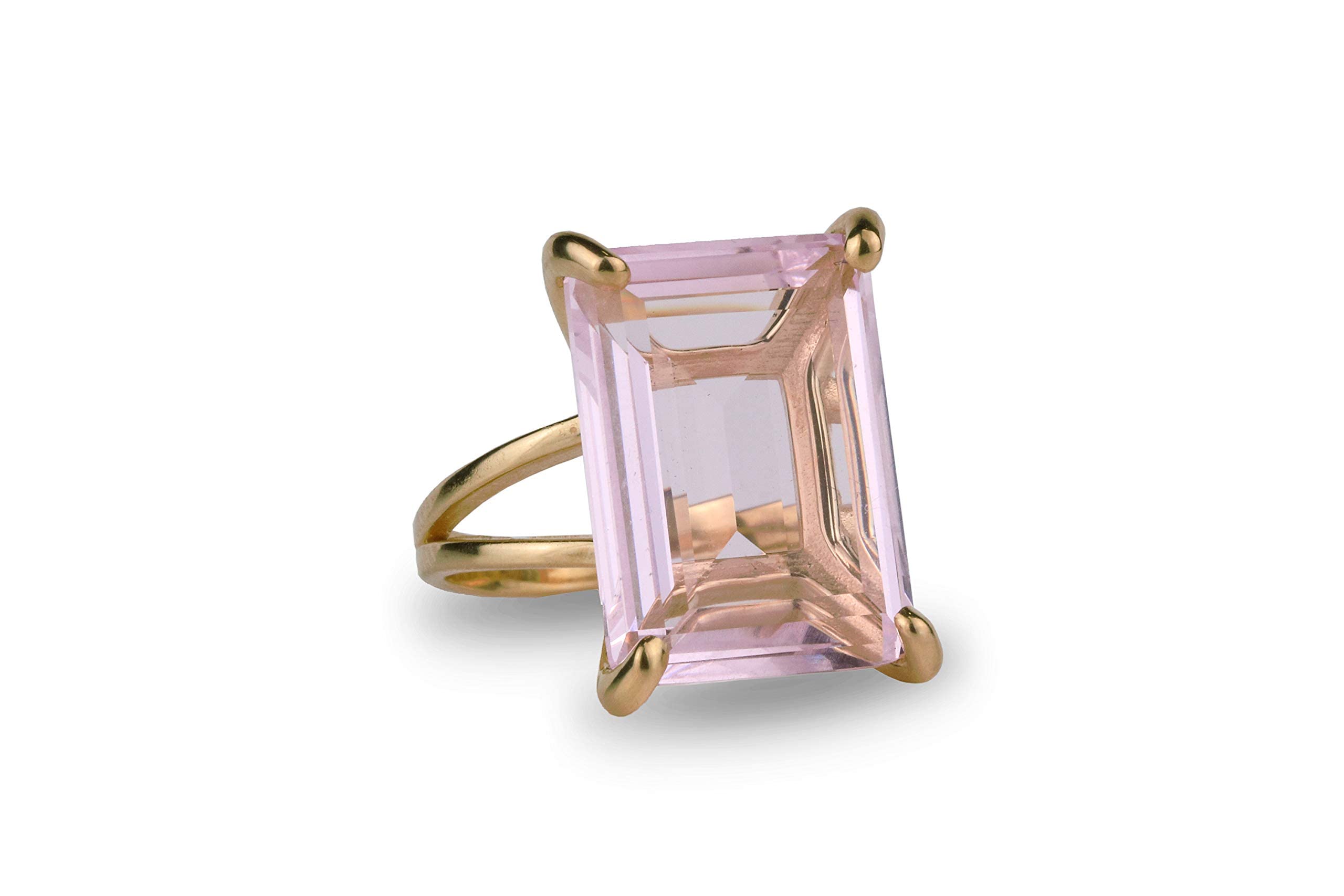 14K Gold Rose Quartz Jewelry Ring - Custom Engraved Birthstone Statement Ring for Women | Elegant Crystal Ring for Valentine's Day, Anniversary Gift & Everyday Wear (All Sizes Available)
