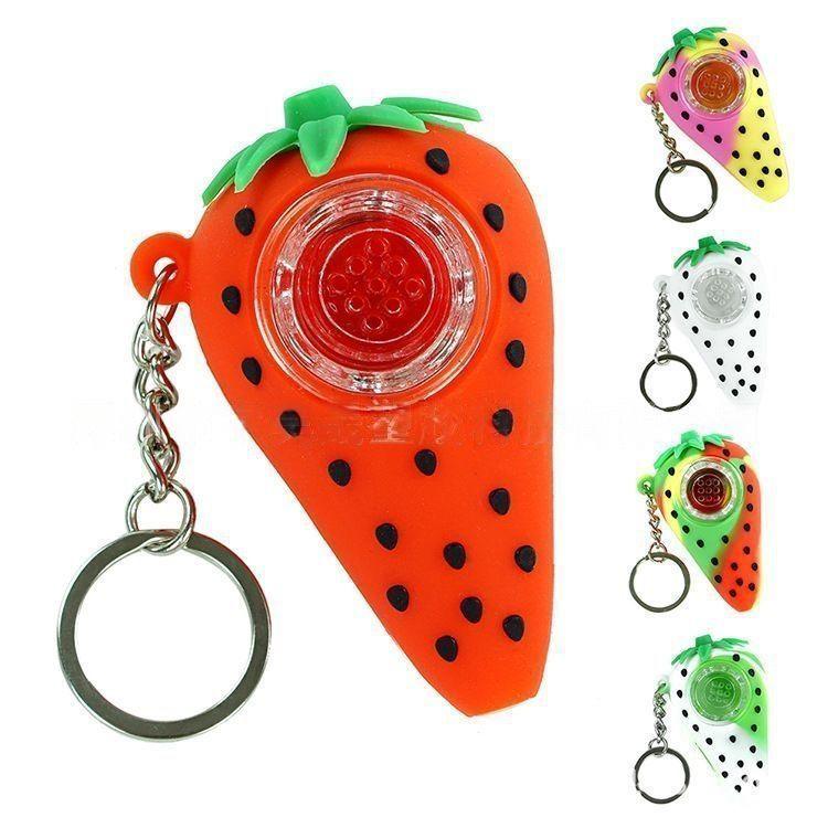 Premium Silicone Smoking Pipe with Metal Strainer | Strawberry Drip Design | Portable Hand Pipe for Dry Herbs | Perfect for Travel, Camping & Outdoor Use