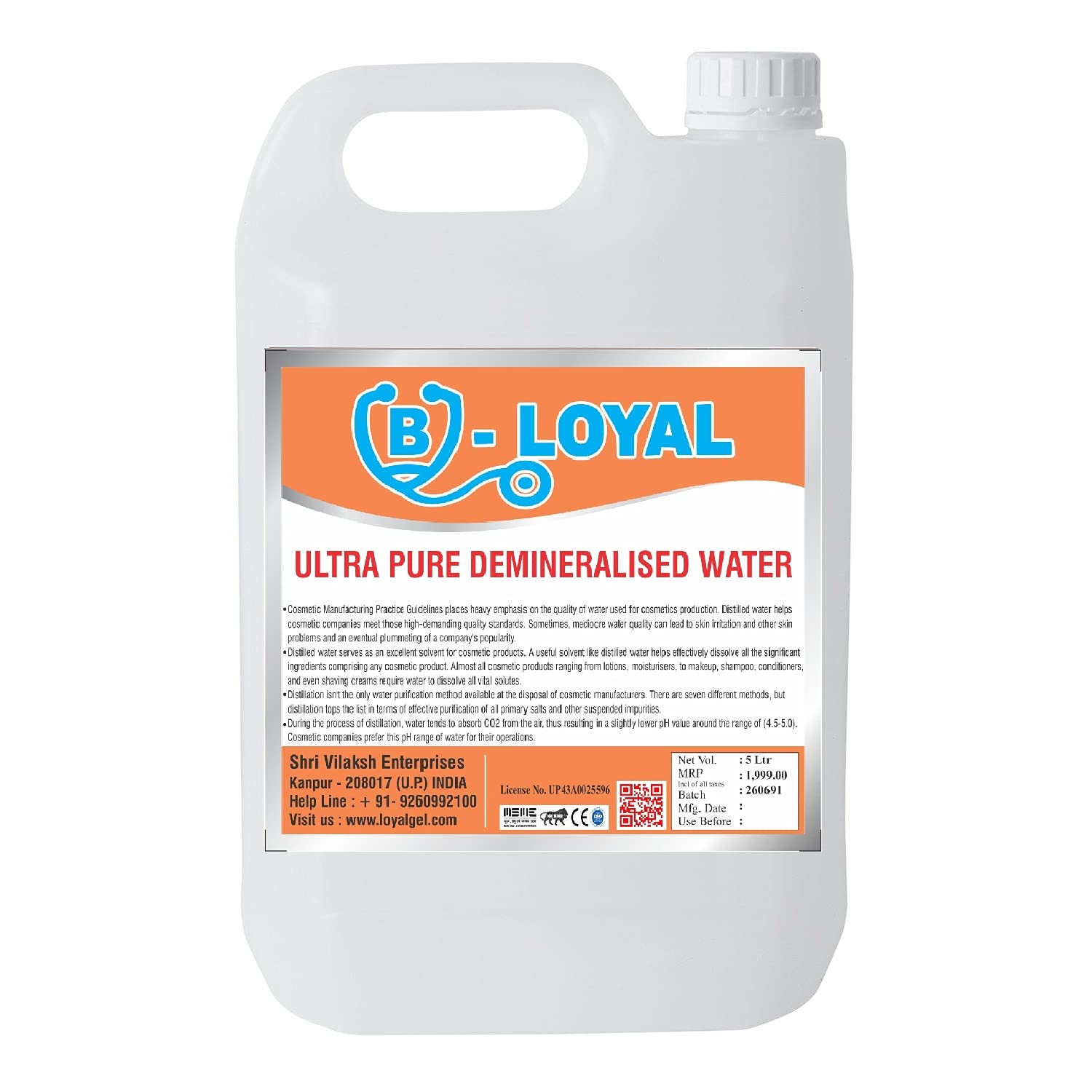 Pure Distilled Water for Soap Making & DIY Cosmetics - 5L Bottle | Ideal for Handmade Soap, Skincare Products & Crafting Supplies