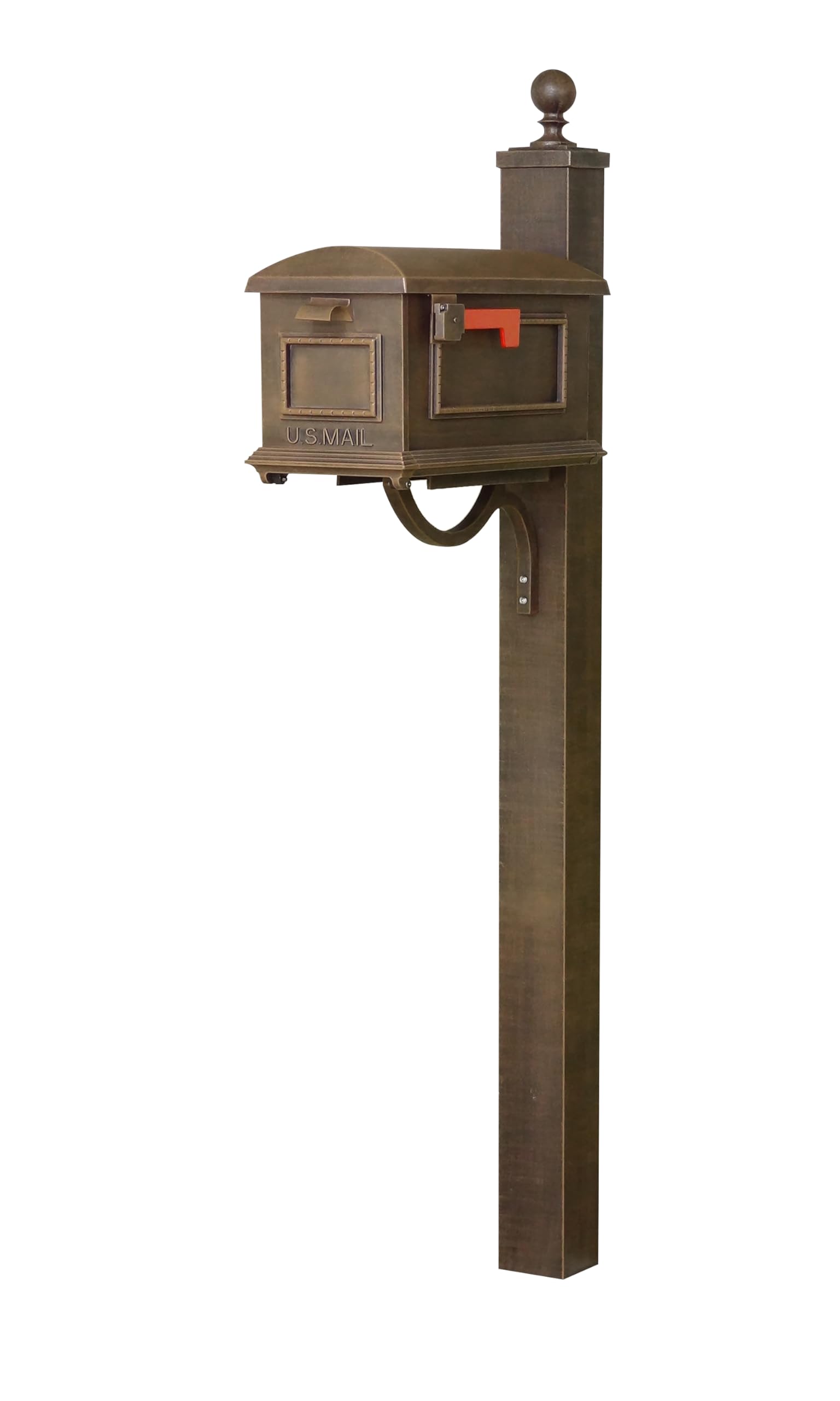 Special Lite Traditional Curbside Mailbox with Springfield Post - Durable Copper Aluminum Mailbox Set for Home & Business - SCT-1010_SPK-710-CP - Perfect for Residential Mail Delivery & Curb Appeal Enhancement
