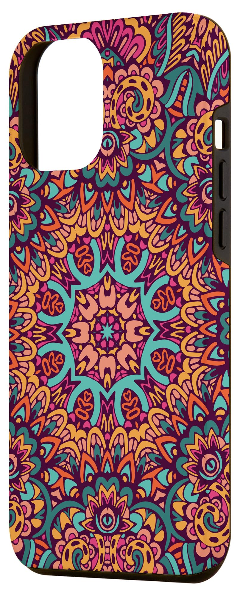 iPhone 12 Pro Max Case - Bohemian Mandala Flower Design, Hippie Psychedelic Ethnic Style Protective Cover for Women & Men - Perfect for Music Festivals, Travel & Boho Lifestyle