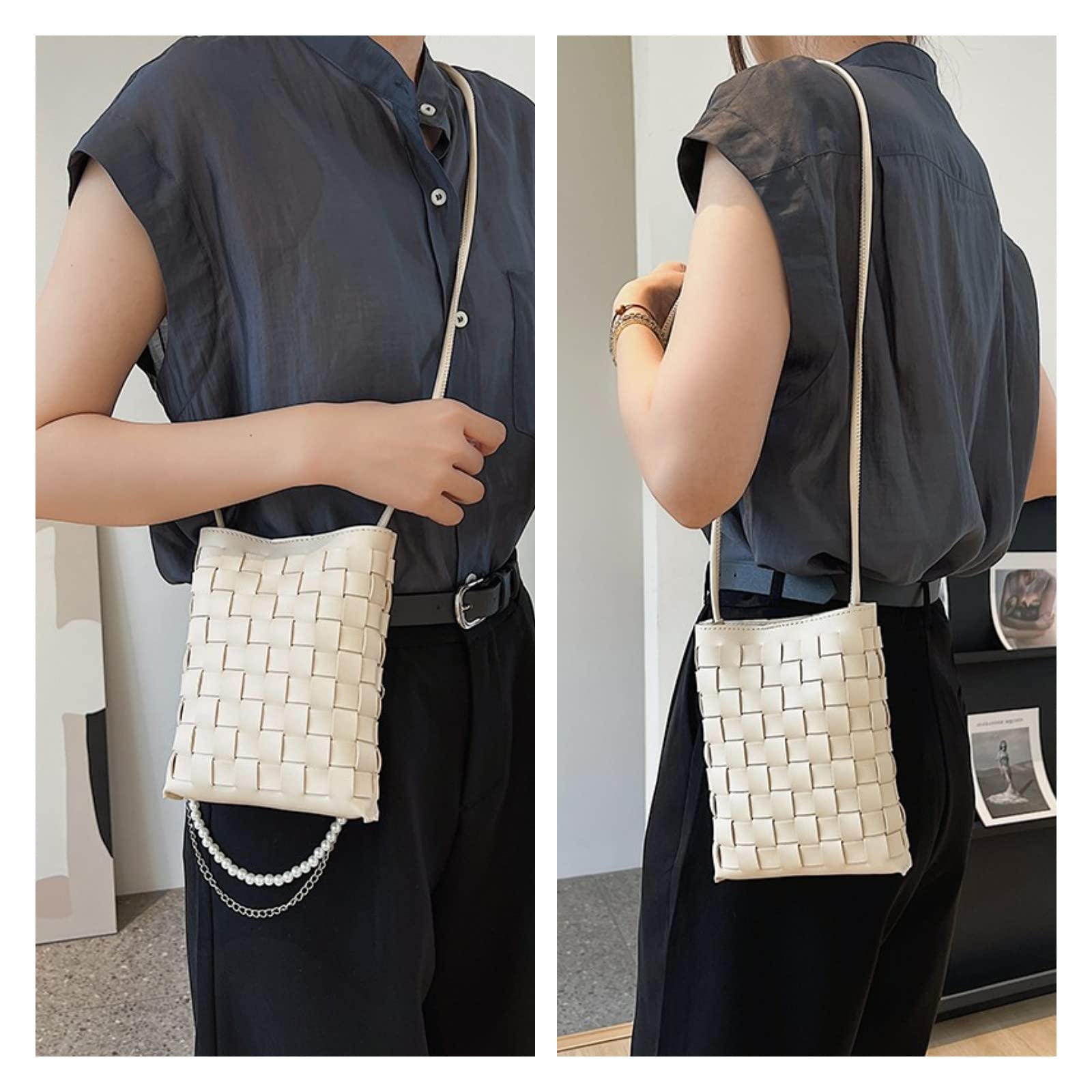 Trendy Woven Crossbody Bag for Women & Teens - Small Shoulder Phone Purse with Adjustable Strap - Perfect for Daily Use, Travel, Shopping & Outings