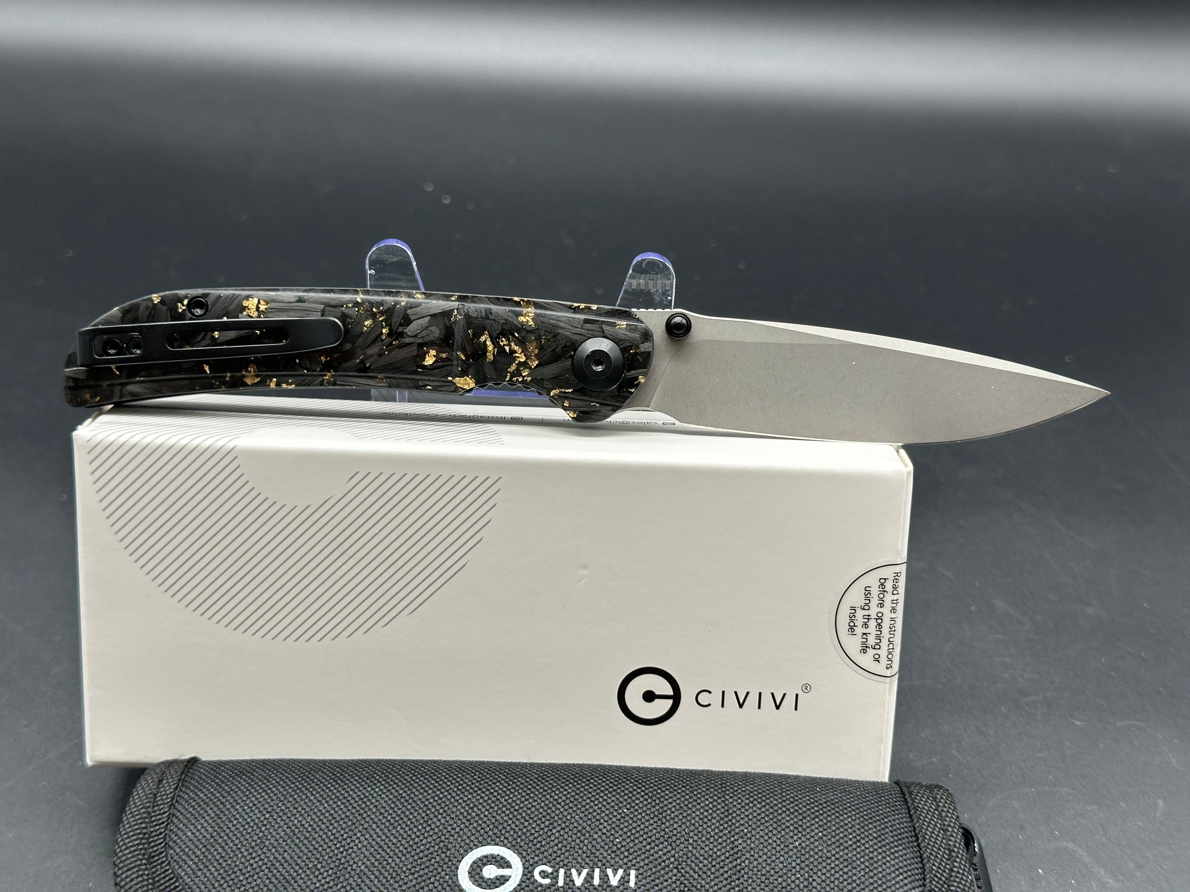 CIVIVI Imperium Folding Pocket Knife - Shredded Carbon Fiber Handle, Nitro-V Steel Blade - EDC, Camping, Hiking & Outdoor Survival Tool