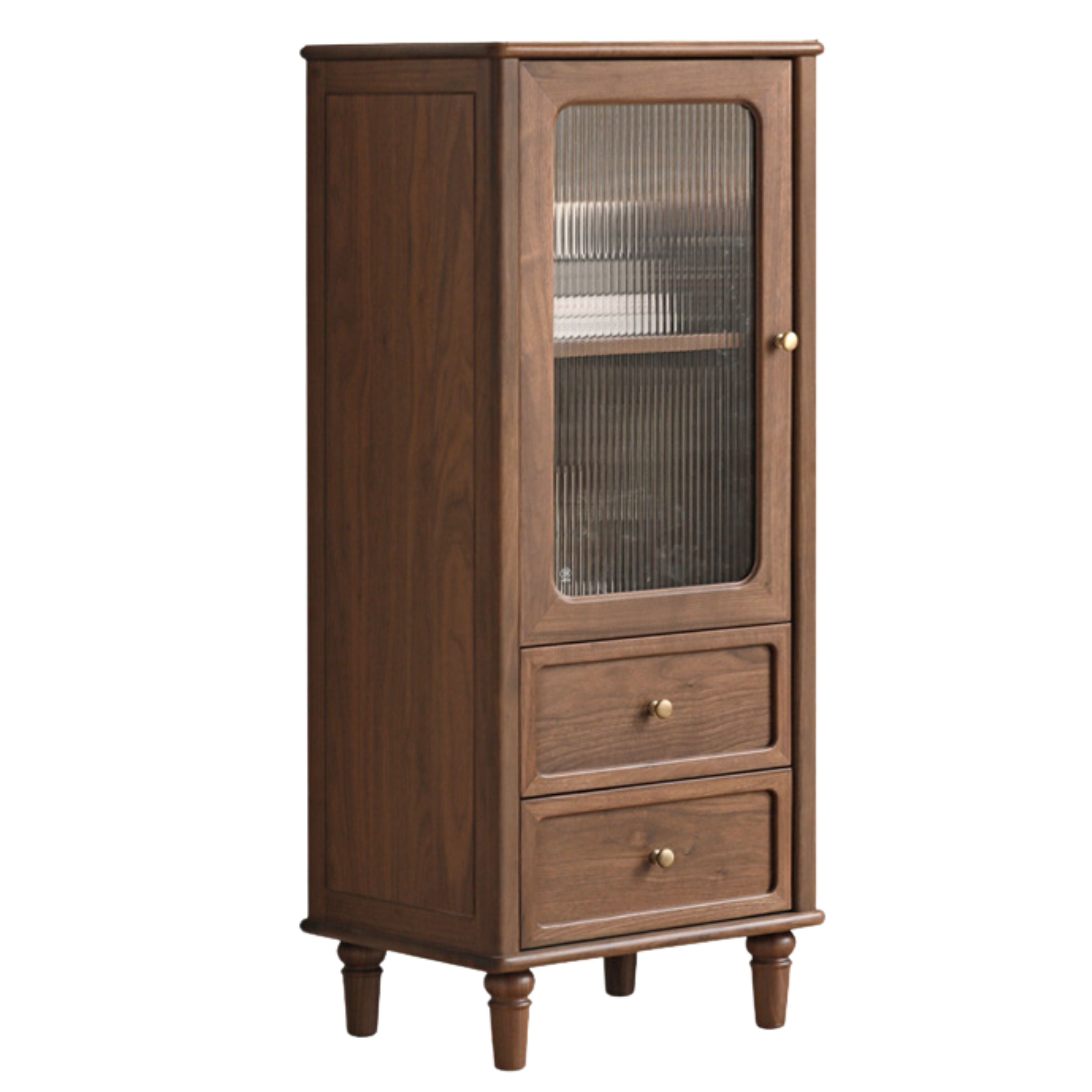 Solid Black Walnut Wood American Retro Locker Side Cabinet - Vintage Storage for Bedroom, Living Room & Office