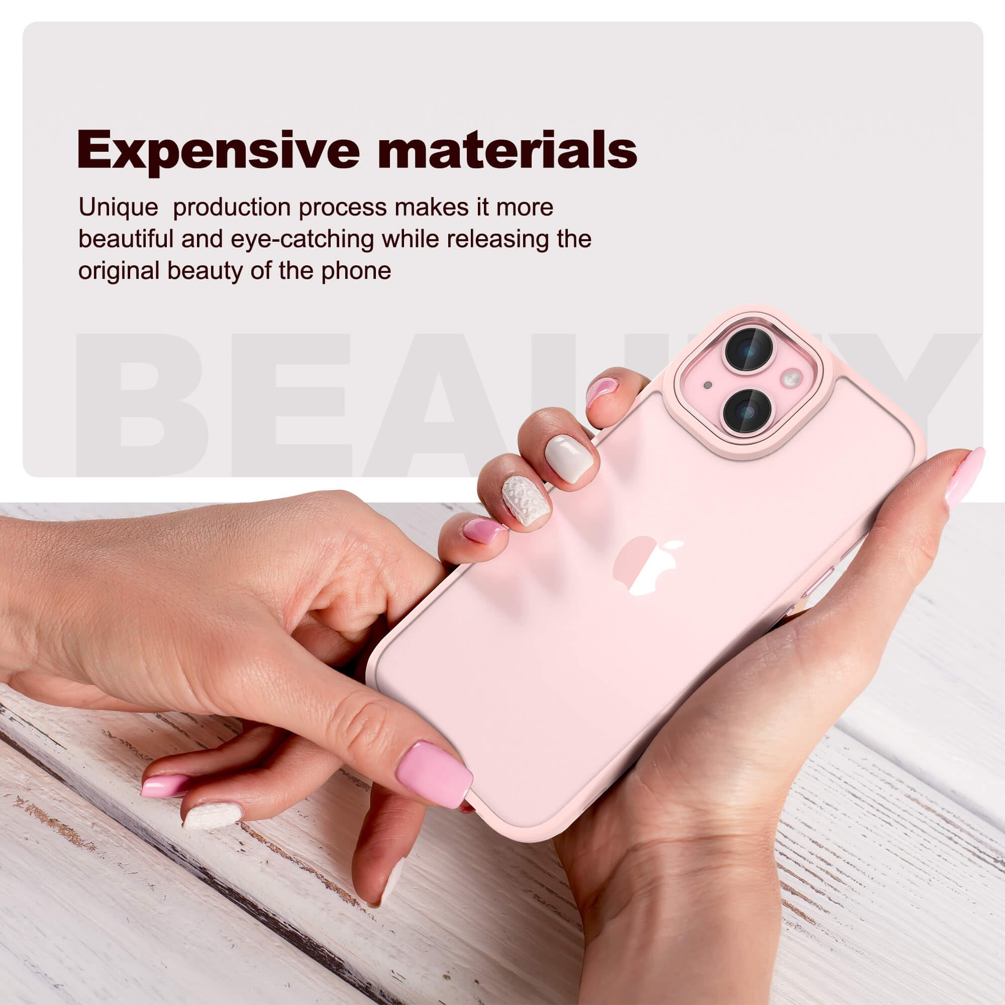ULAK Clear iPhone 15 Case [6.1 Inch] - Anti-Yellowing Heavy Duty Protection, Shockproof Rugged Cover with Soft TPU & Hard Bumper | Safe Grip Protective Phone Cover for Women & Men - Perfect for Outdoor Activities, Work & Daily Use (Pink)
