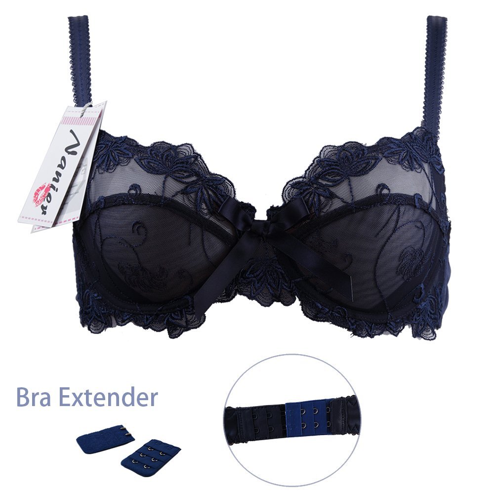 Sexy Lace Bra Set for Women - Sheer & Comfortable Underwear (Navy Blue, 38B) | Perfect for Date Nights & Special Occasions