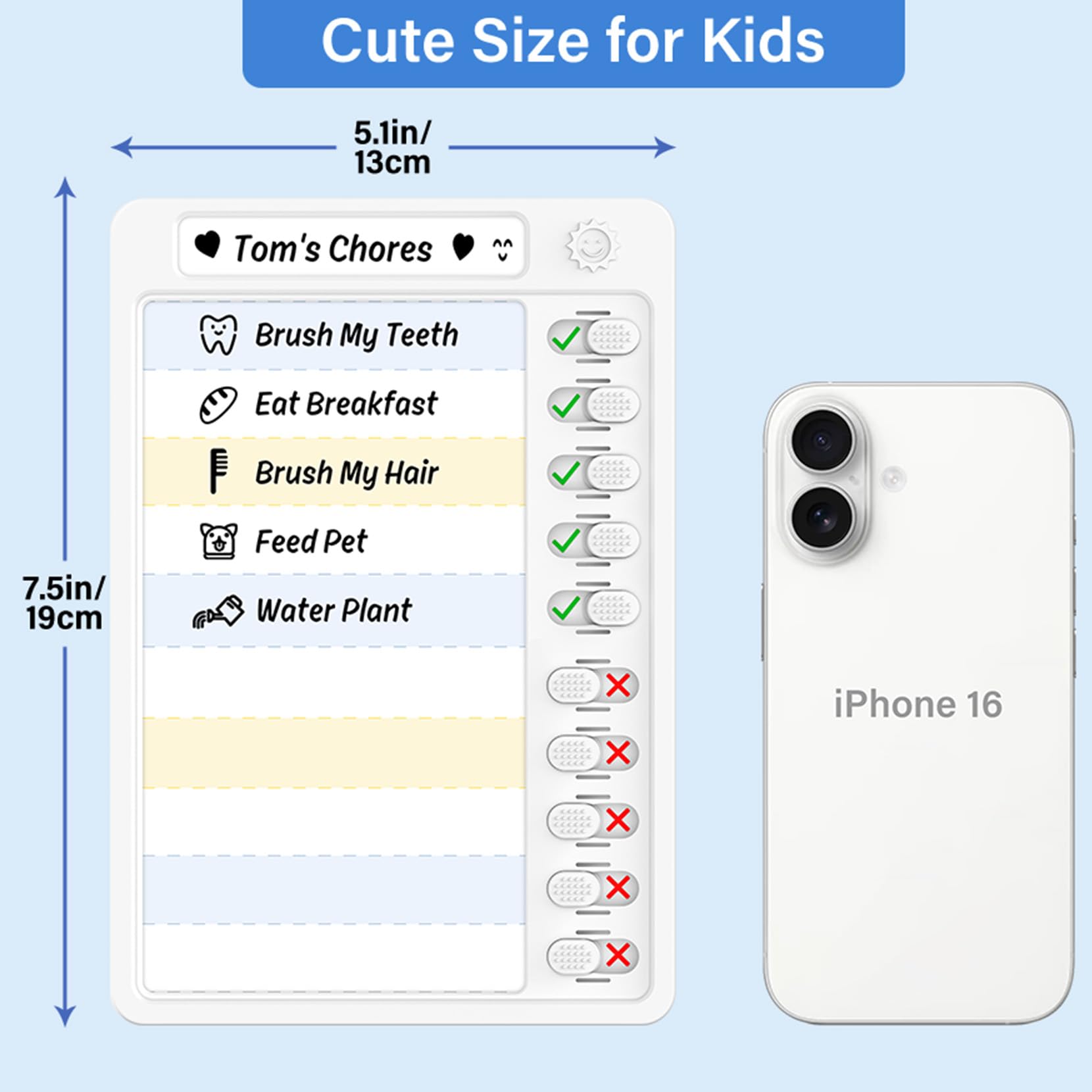 Reusable Kids Chore Chart with 52 Stickers - Dry Erase Daily Routine & Reward Board - Responsibility Planner for Back to School - Perfect for Home Organization & Child Behavior Management (1 Pack)
