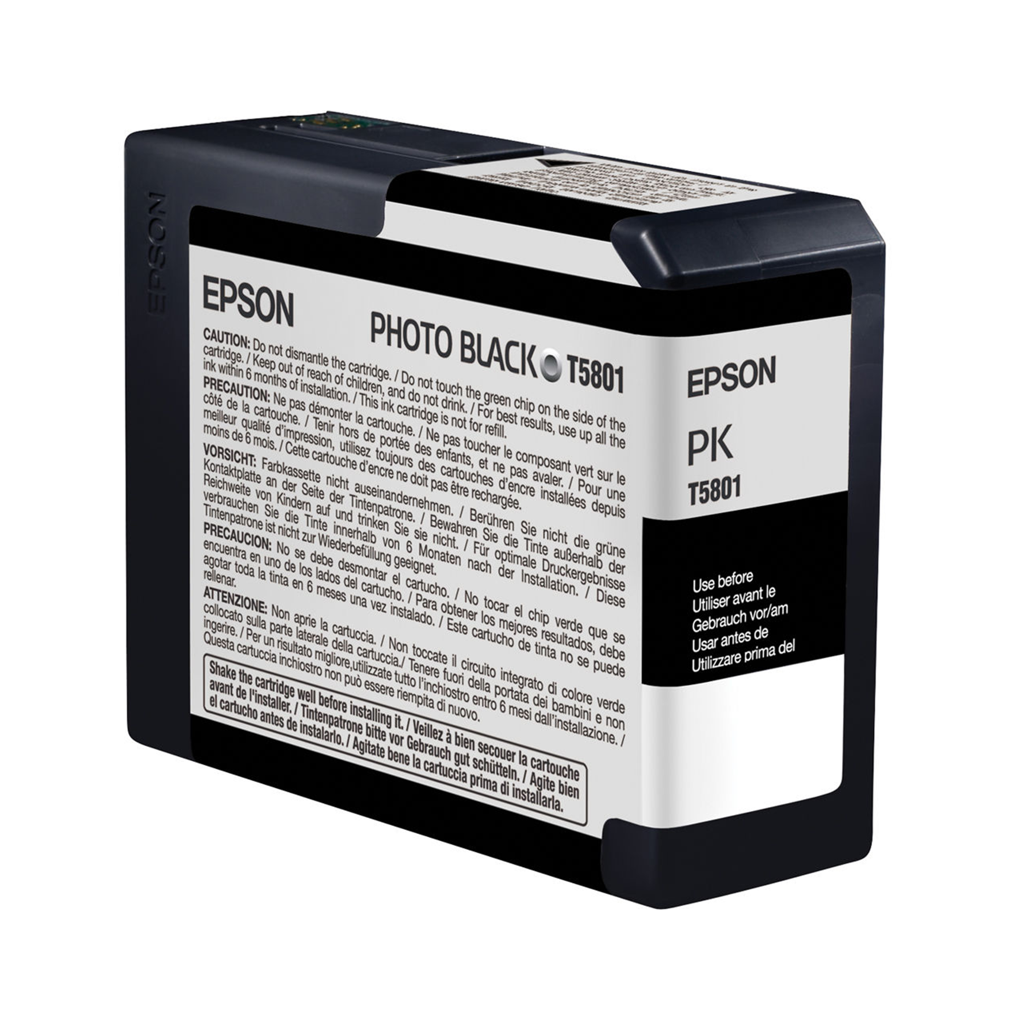 Epson T5801 UltraChrome K3 Photo Black Ink Cartridge - 80mL High-Quality Printer Ink for Stylus Pro 3800 & 3880 - Perfect for Professional Photo Printing & Fine Art Reproduction