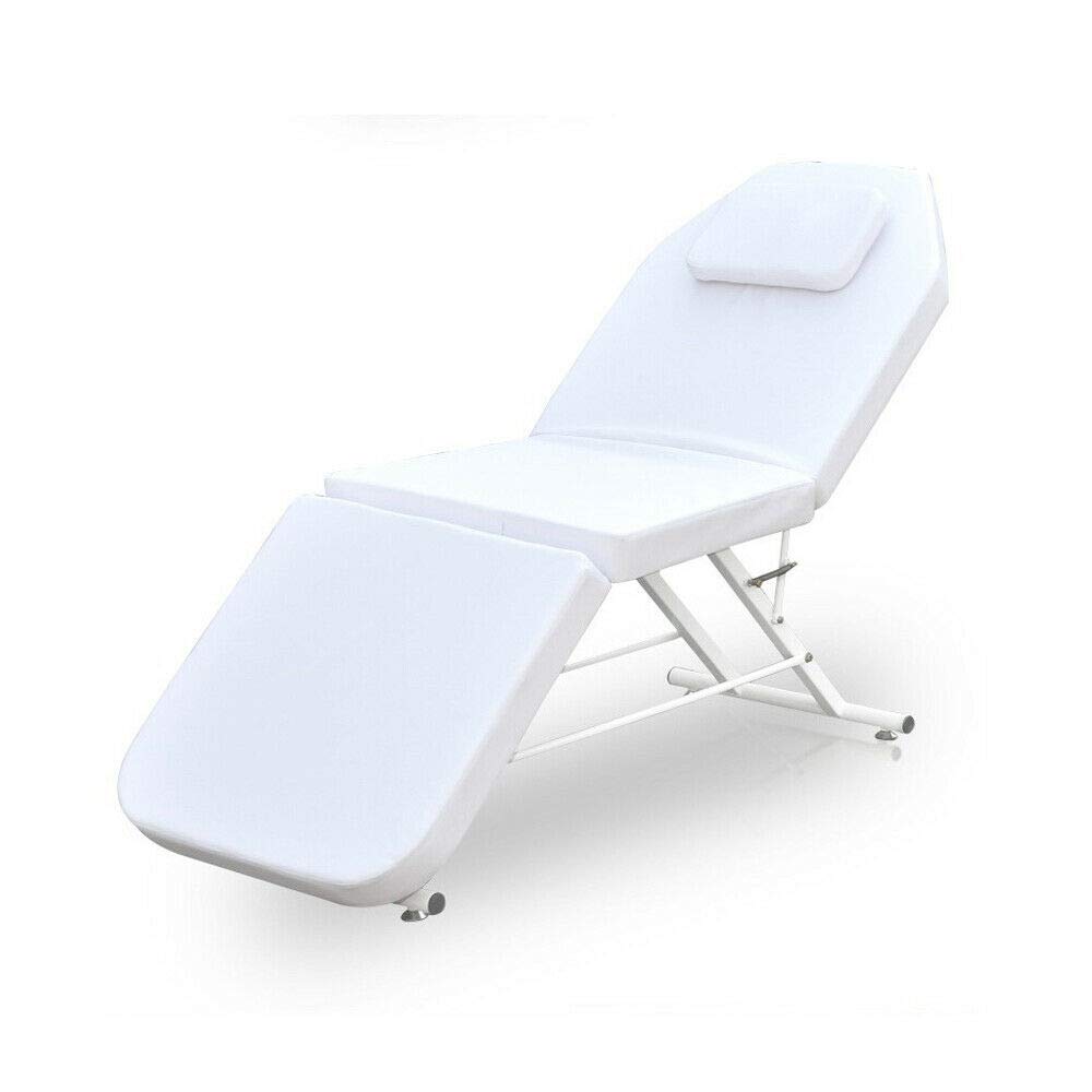3-Section Foldable Massage Table for Spa, Reiki, and Salon Treatments - Adjustable Headrest & Portable Design - Perfect for Professional Therapists & Home Use - White