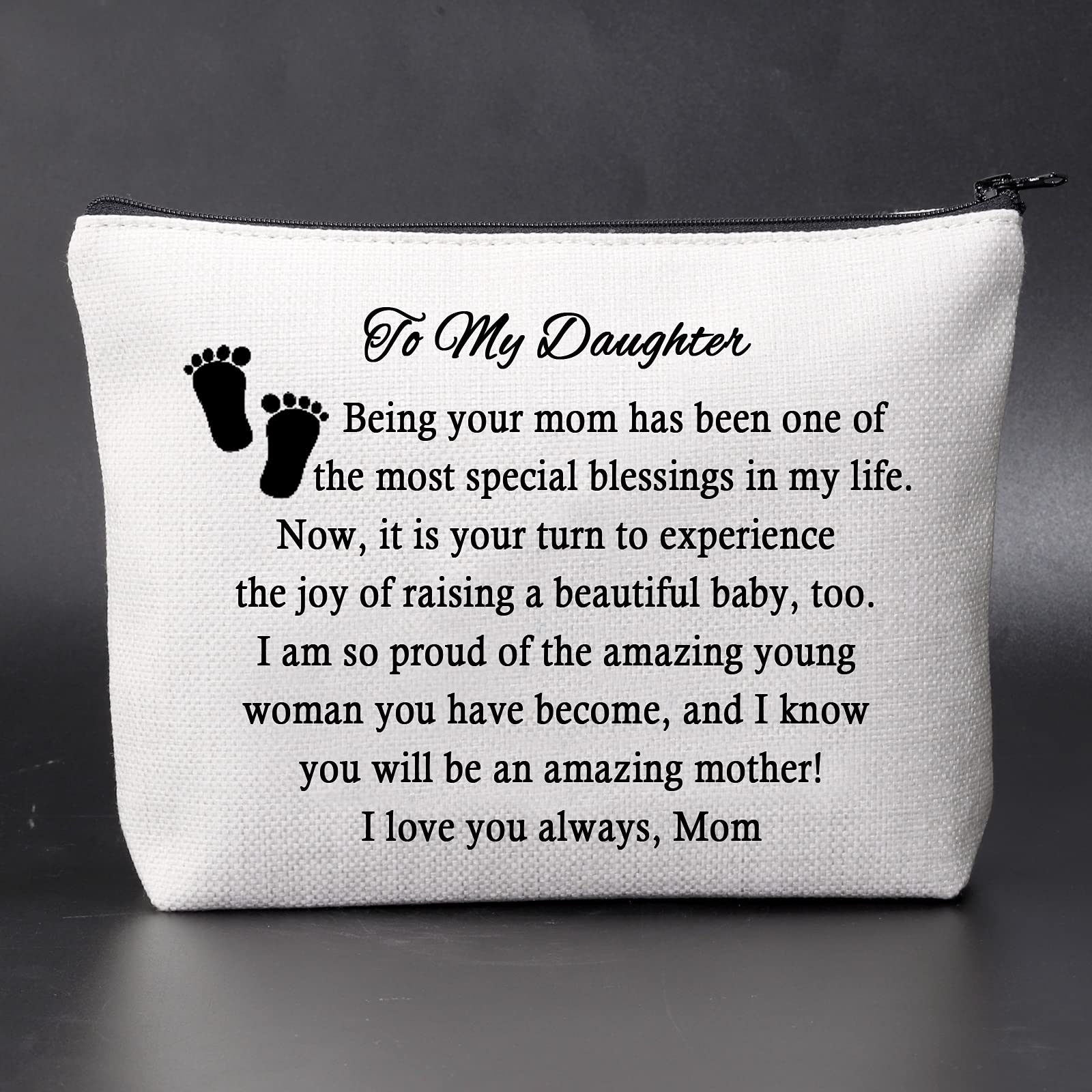 JNIAP First Time Mommy Makeup Bag - Pregnancy Announcement Gift for Daughter, Travel Cosmetic Pouch for Expecting Mothers - Perfect for Baby Showers, Hospital Visits & Maternity Photos