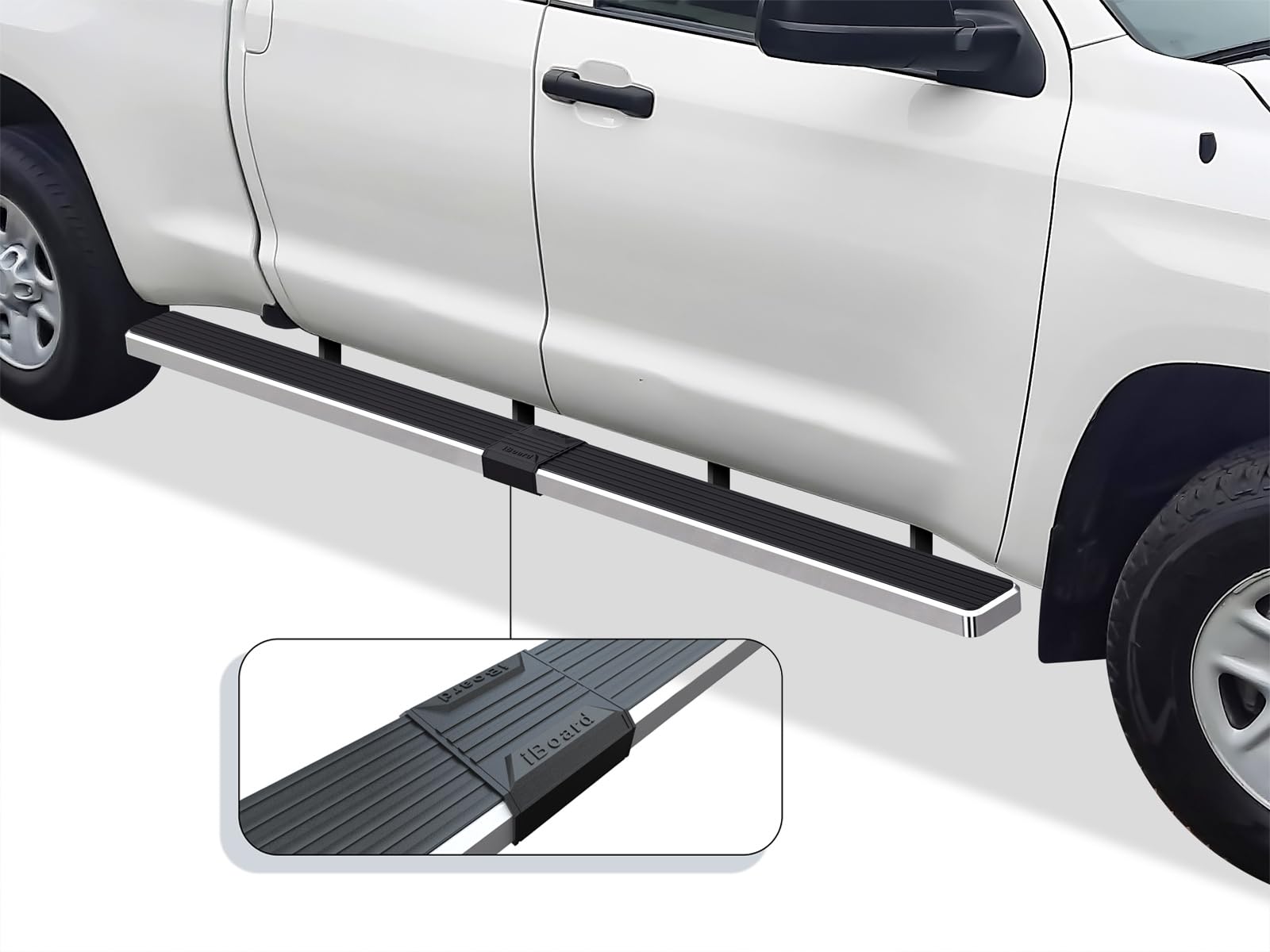 304 Stainless Steel Running Boards Nerf Bars Side Steps for 2007-2021 Toyota Tundra Double Cab 5.5ft Bed - 6in Wheel-to-Wheel Silver APS - Durable Off-Road Protection & Easy Step Access for Trucks