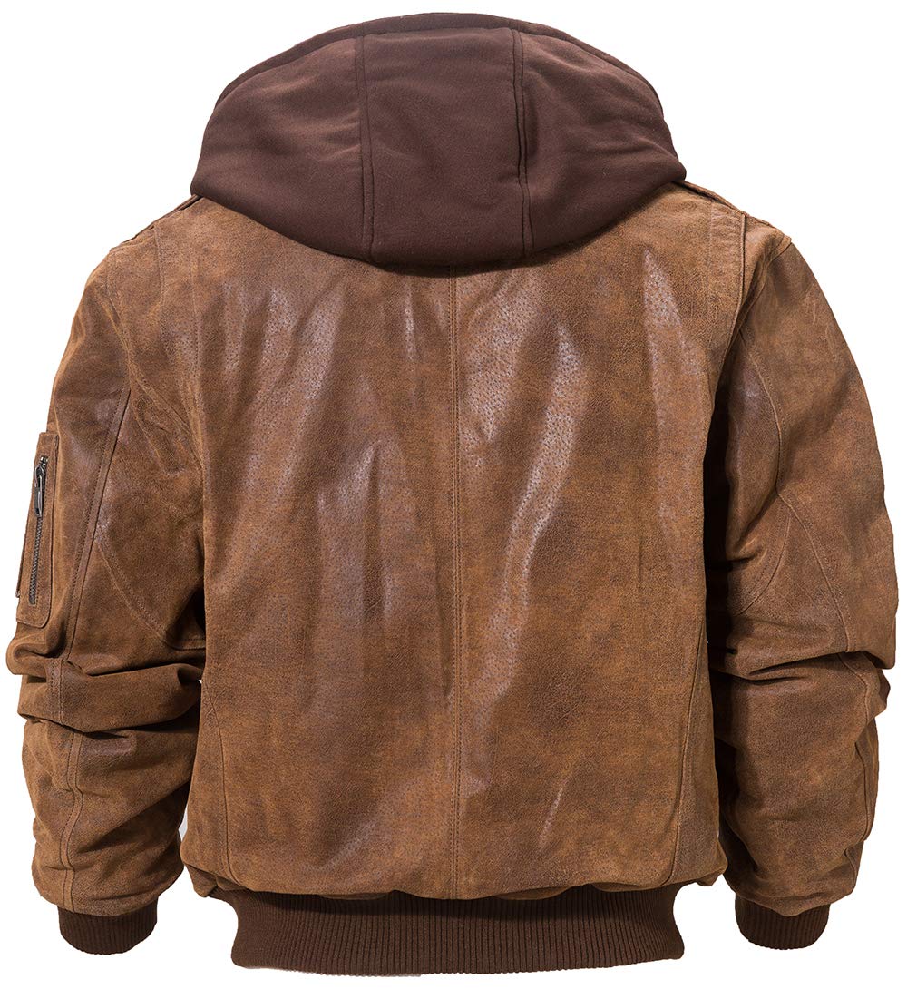 FLAVOR Men's Genuine Leather Flight Bomber Jacket - Classic Aviator Style Jacket for Air Force, Military & Casual Wear - Perfect for Outdoor Adventures, Motorcycle Riding & Winter Fashion