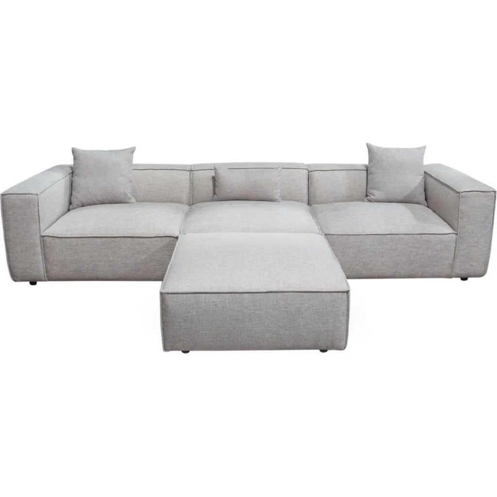 4-Piece Beige Low Back Sectional Sofa Set with Ottoman - Modern Living Room Furniture for Small Spaces & Cozy Home Decor