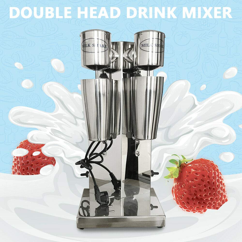 Commercial Electric Milkshake Maker - Stainless Steel Milkshake Machine with 18000 RPM, Double Head Blender for Cocktails, Smoothies, Tea & Malt Drinks - Perfect for Restaurants, Cafes & Bars