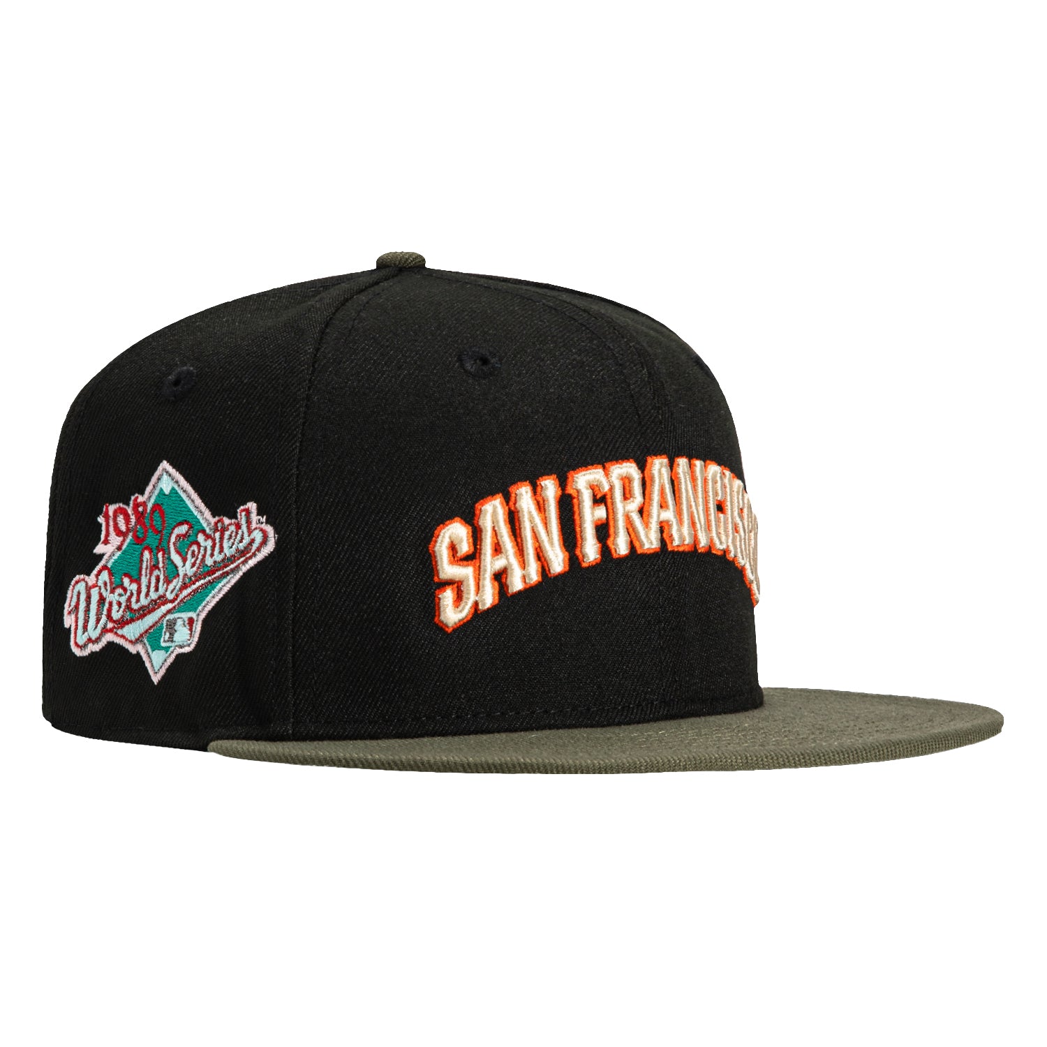 New Era 59Fifty San Francisco Giants 1989 World Series Patch Snapback Hat - Black, Olive, Orange - Perfect for Baseball Games, Sports Events & Streetwear Fashion