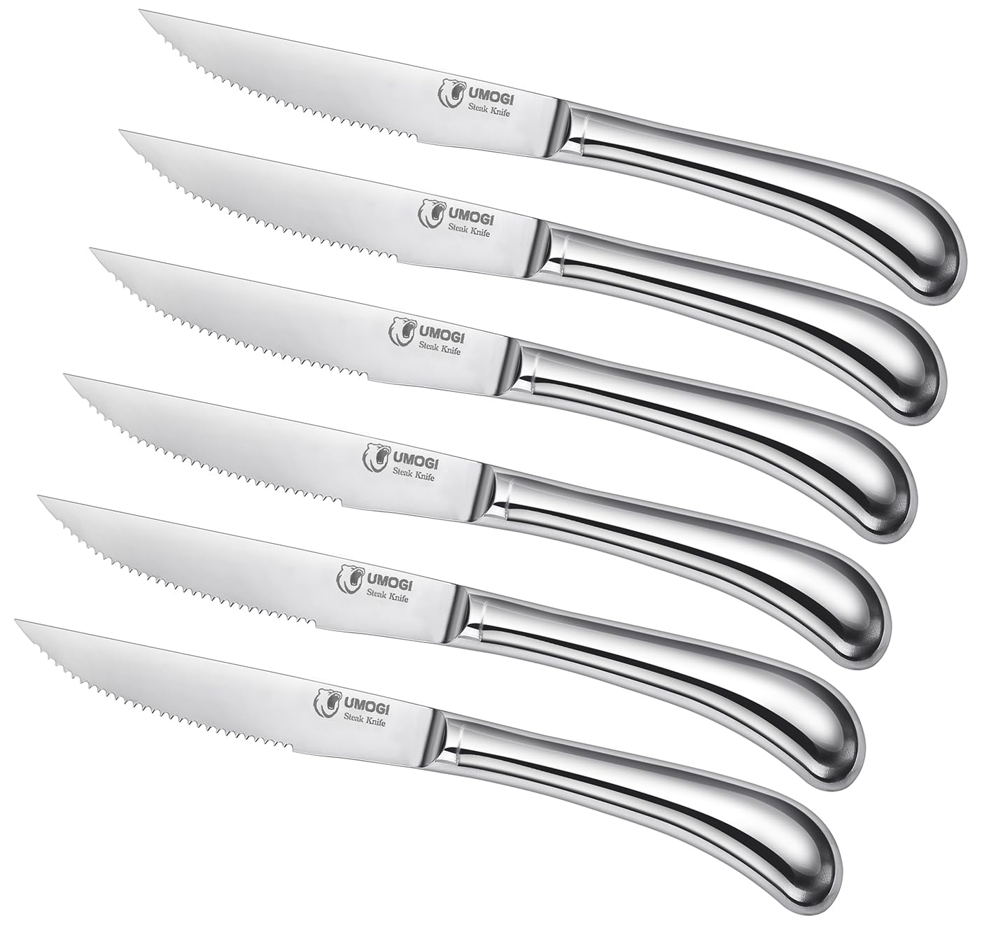 Premium 6-Piece Steak Knife Set - High Carbon Stainless Steel with Serrated Edge, Dishwasher Safe - 4.5