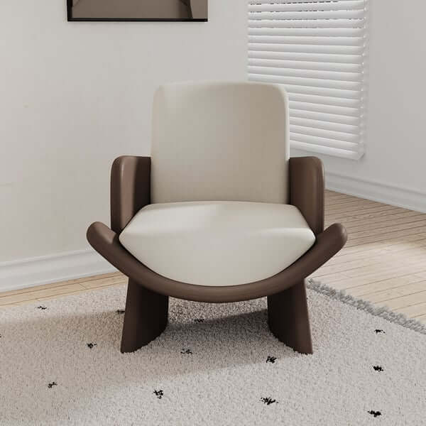 Modern Faux Leather Lounge Chair - Brown & Beige Armchair with Tufted Back - Perfect for Living Room, Office or Reading Nook