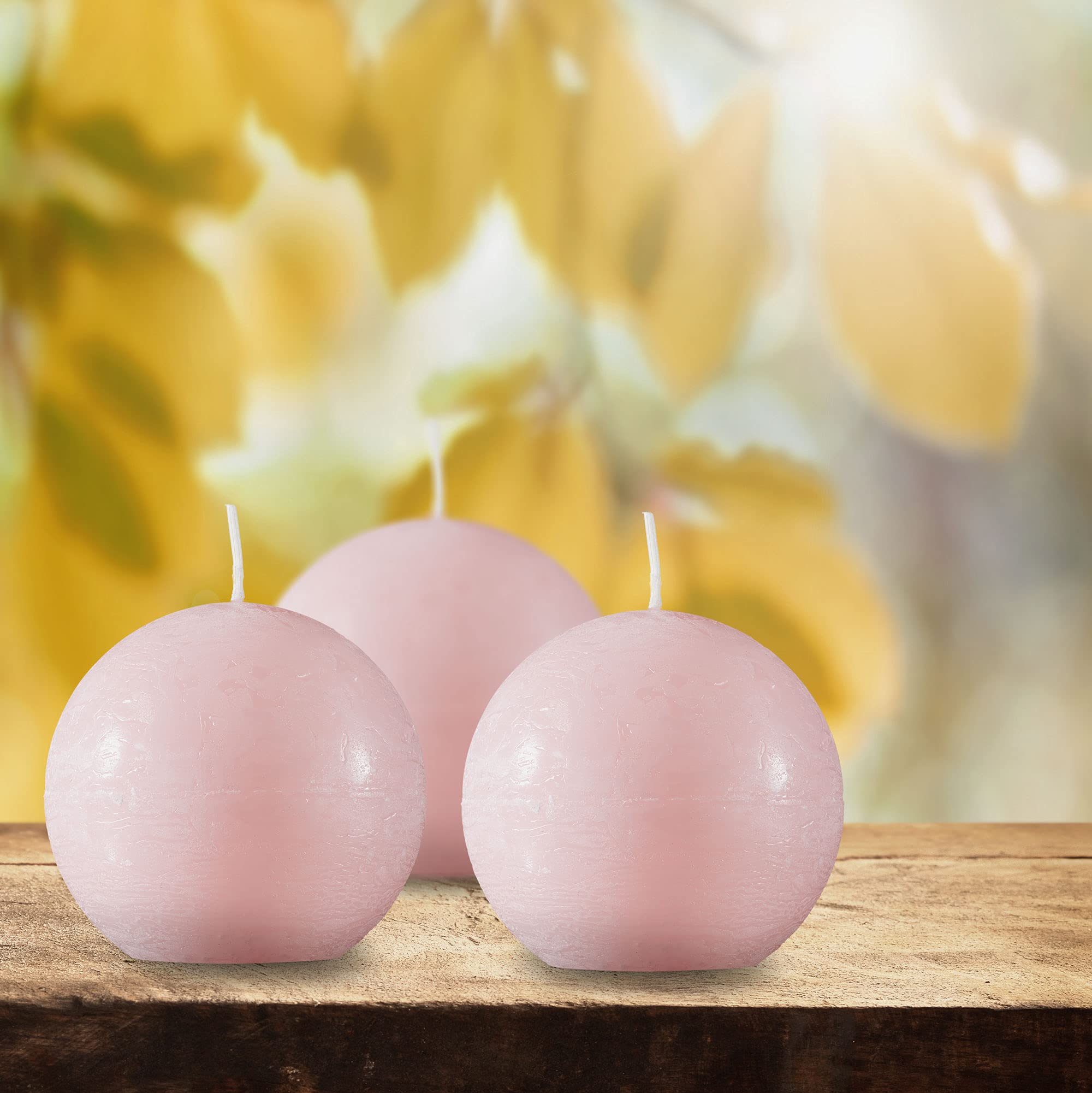 SPAAS 3 Inch Light Pink Round Candles - Set of 6 Rustic Ball Candles for Wedding Decorations, Party Centerpieces, Holiday Table Settings & Home Decor - Premium Paraffin Sphere Candles for Romantic Ambiance & Special Occasions