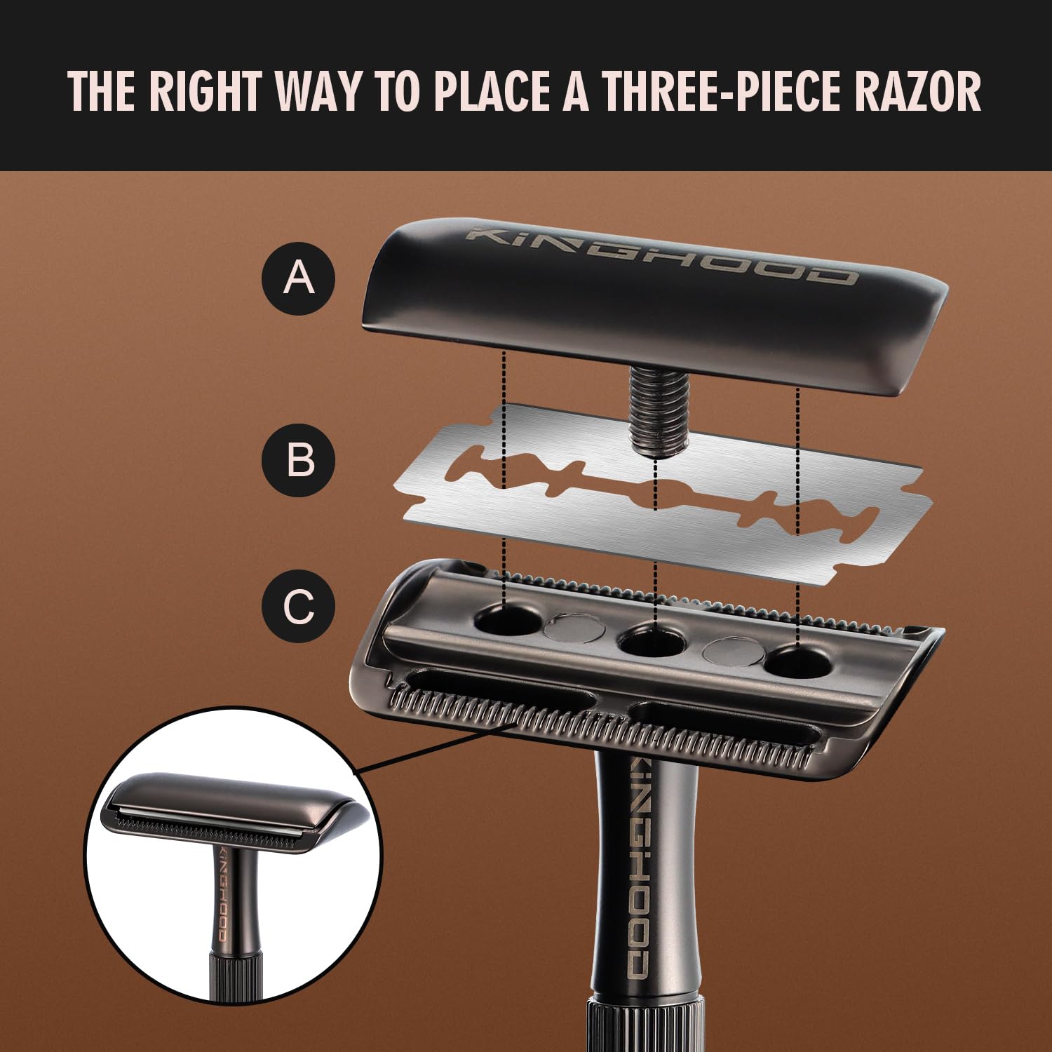 Premium Brass Safety Razor with 10 Double Edge Blades - Eco-Friendly Reusable Razor for Men with Weighted Long Handle - Perfect for Sensitive Skin & Close Shaving - Ideal for Travel, Daily Grooming & Wet Shaving Routine